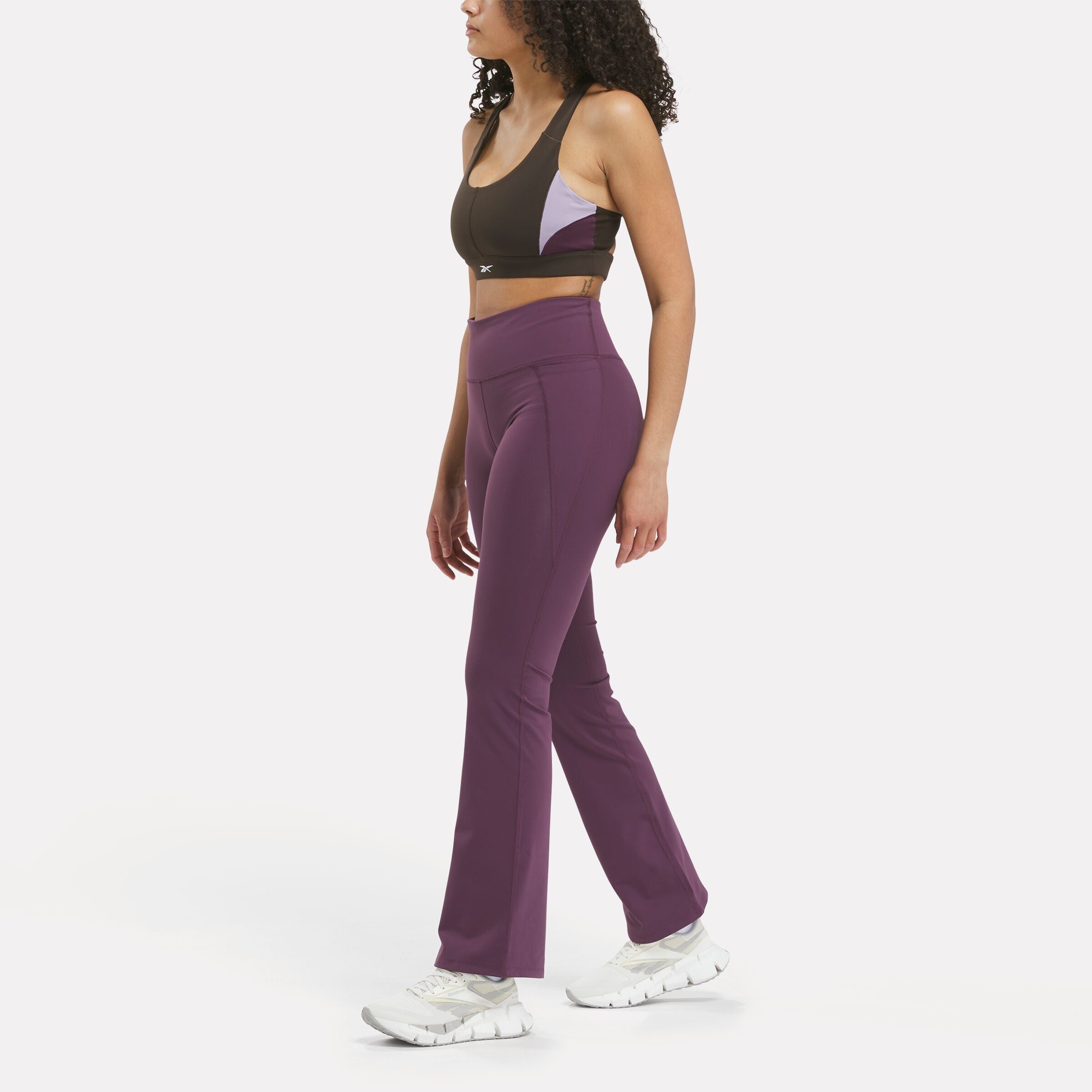 Lux High Rise Mini Flare Pants for Women - Midnight Plum Color, Stretchy Comfort Fit, Retro 70s Style - Perfect for Casual Outfits, Office Wear & Night Out