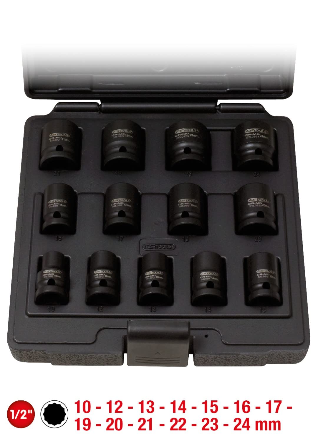 KS TOOLS 12 Point Impact Socket Set - 13 Piece 1/2