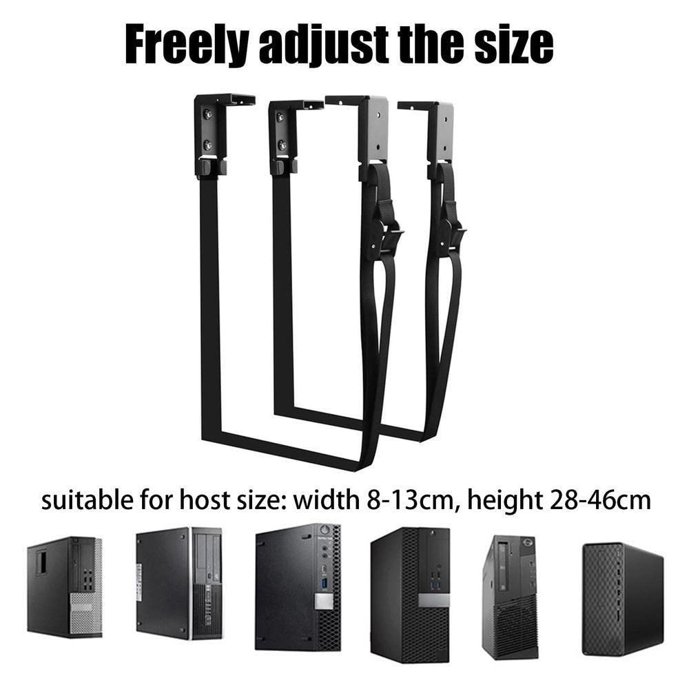 Under Desk CPU Holder - Adjustable Straps Wall Mount Tower Bracket for PC Desktop, Heavy Duty Computer Case Mount - Perfect for Office, Gaming & Home Workstations