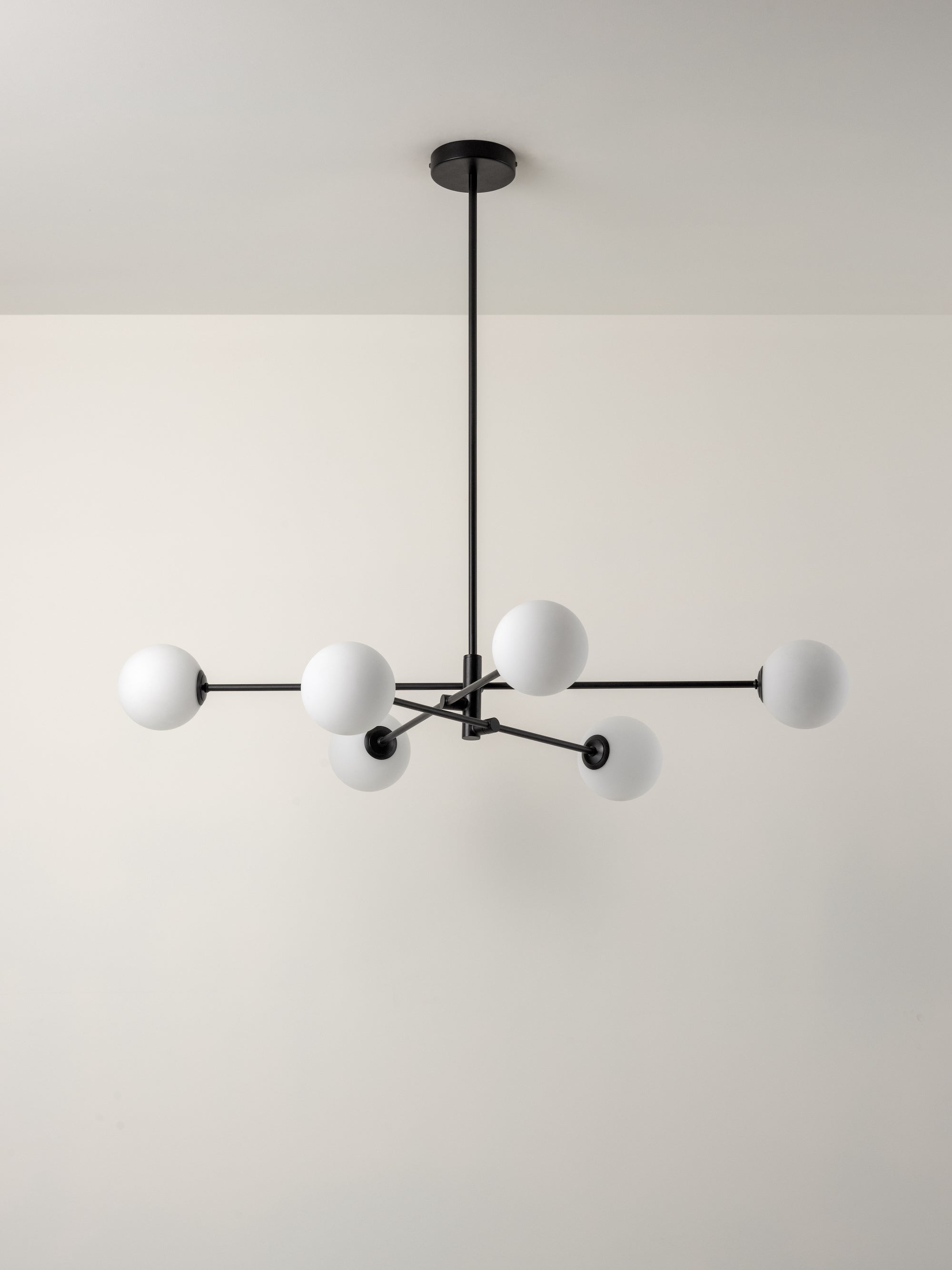 Chelso 6-Light Matt Black and Opal Glass Pendant Lighting Fixture - Perfect for Dining Room, Kitchen Island, or Entryway