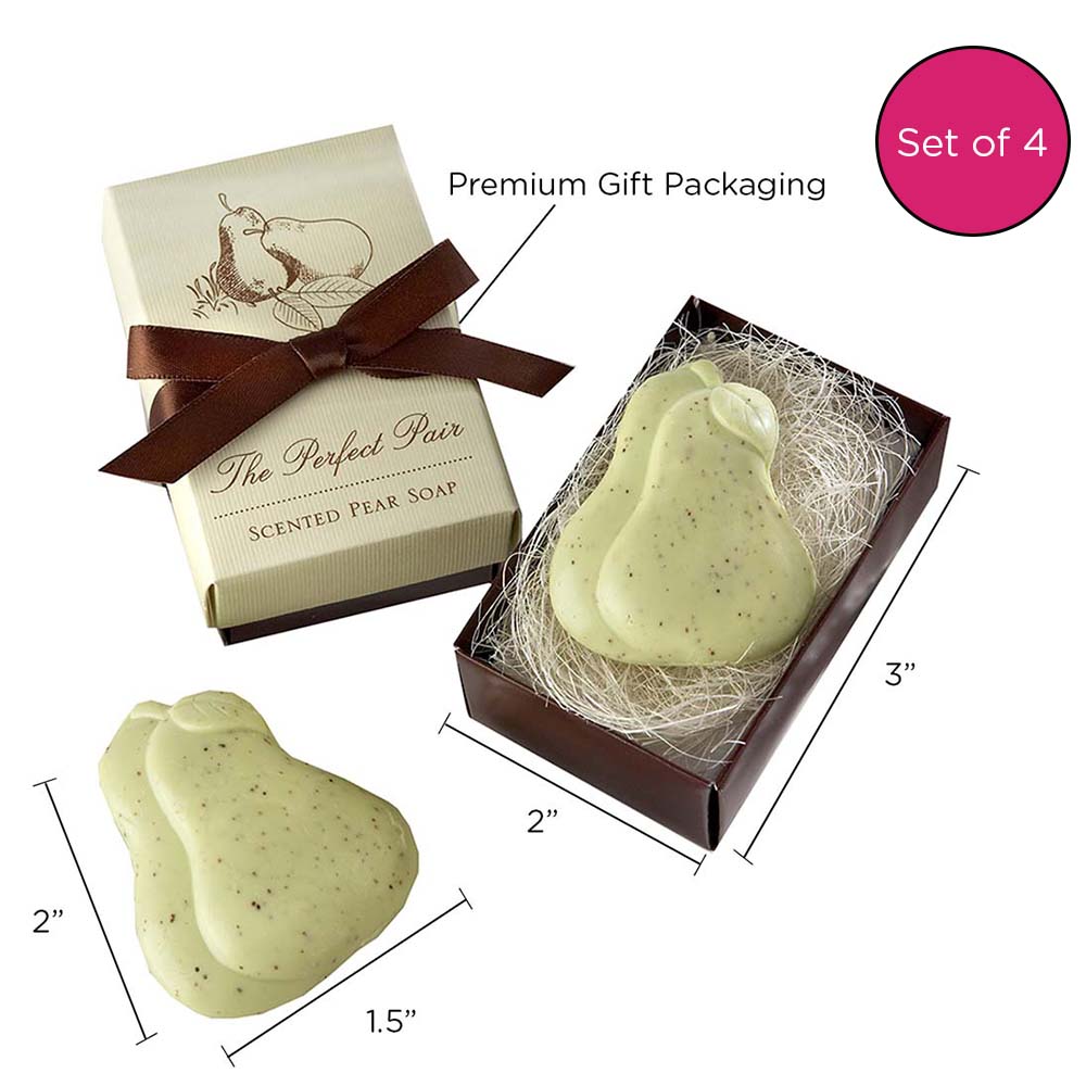 Luxury Scented Pear Soap Gift Set (4-Pack) - Natural Handmade Soap Bars for Bath, Shower & Home Spa Relaxation