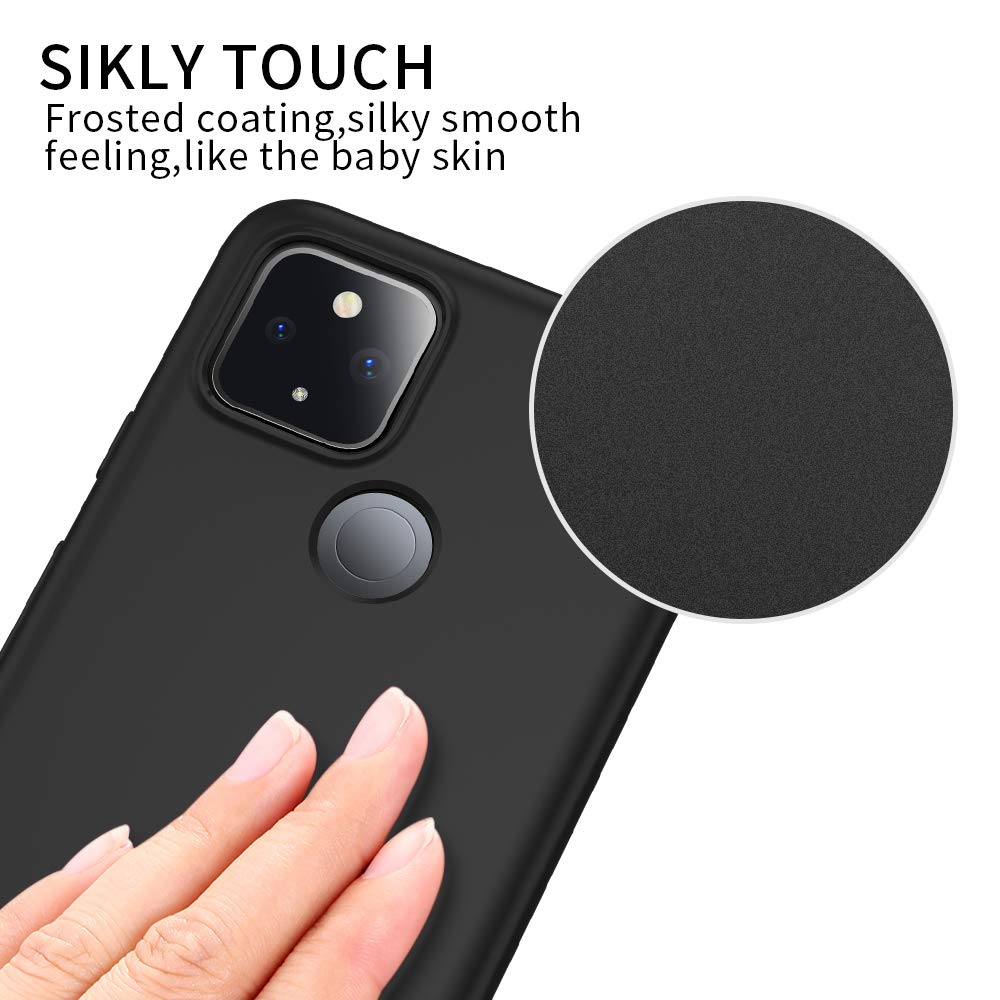 Google Pixel 5 5G Case Slim Fit Soft Flexible TPU Guardian Series Matte Finish Ultra-Thin Light Coating Grip Full Protective Cell Phone Back Cover for Google Pixel 5 5G - Black, Perfect for Everyday Use and Travel