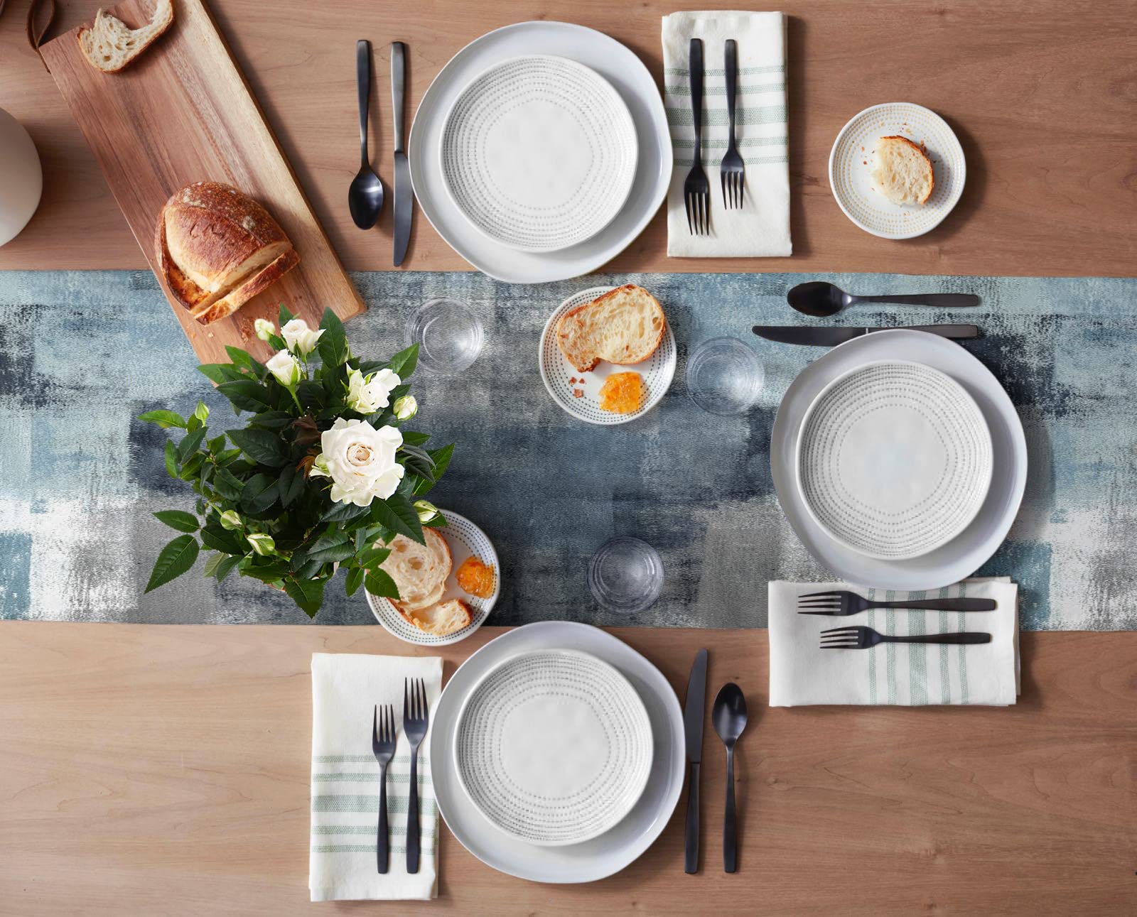 Dusty Blue Table Runner 72 Inches - Modern Abstract Art Grey Tablecloth for Farmhouse Kitchen & Dining Table - Holiday Party Dinner Decor (13x72 in) - Perfect for Weddings, Thanksgiving & Christmas Celebrations