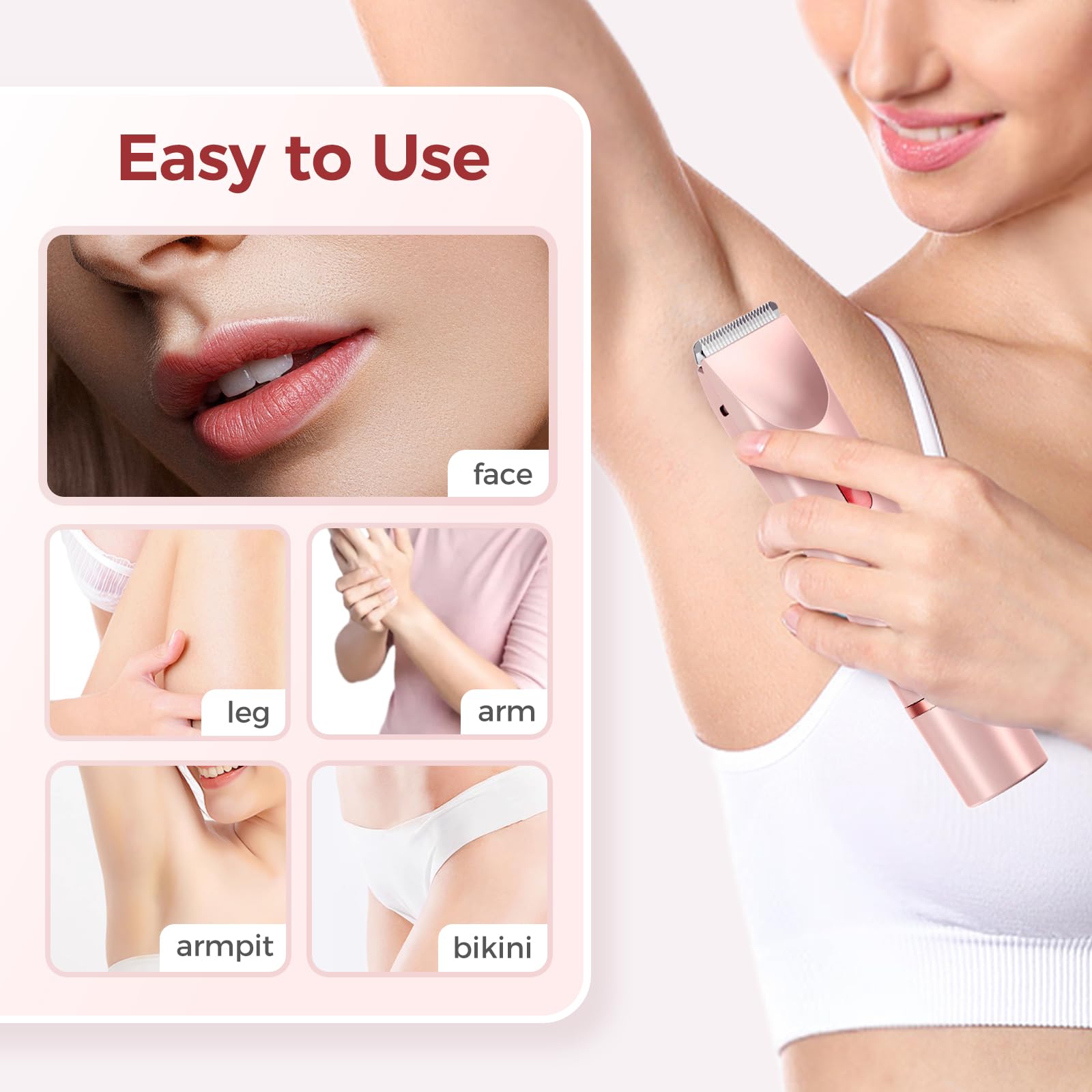 2 in 1 Electric Shaver & Trimmer for Women - Dual Head Wet/Dry Waterproof Women's Razor for Legs, Bikini & Body Hair Removal - Perfect for Travel & Home Use