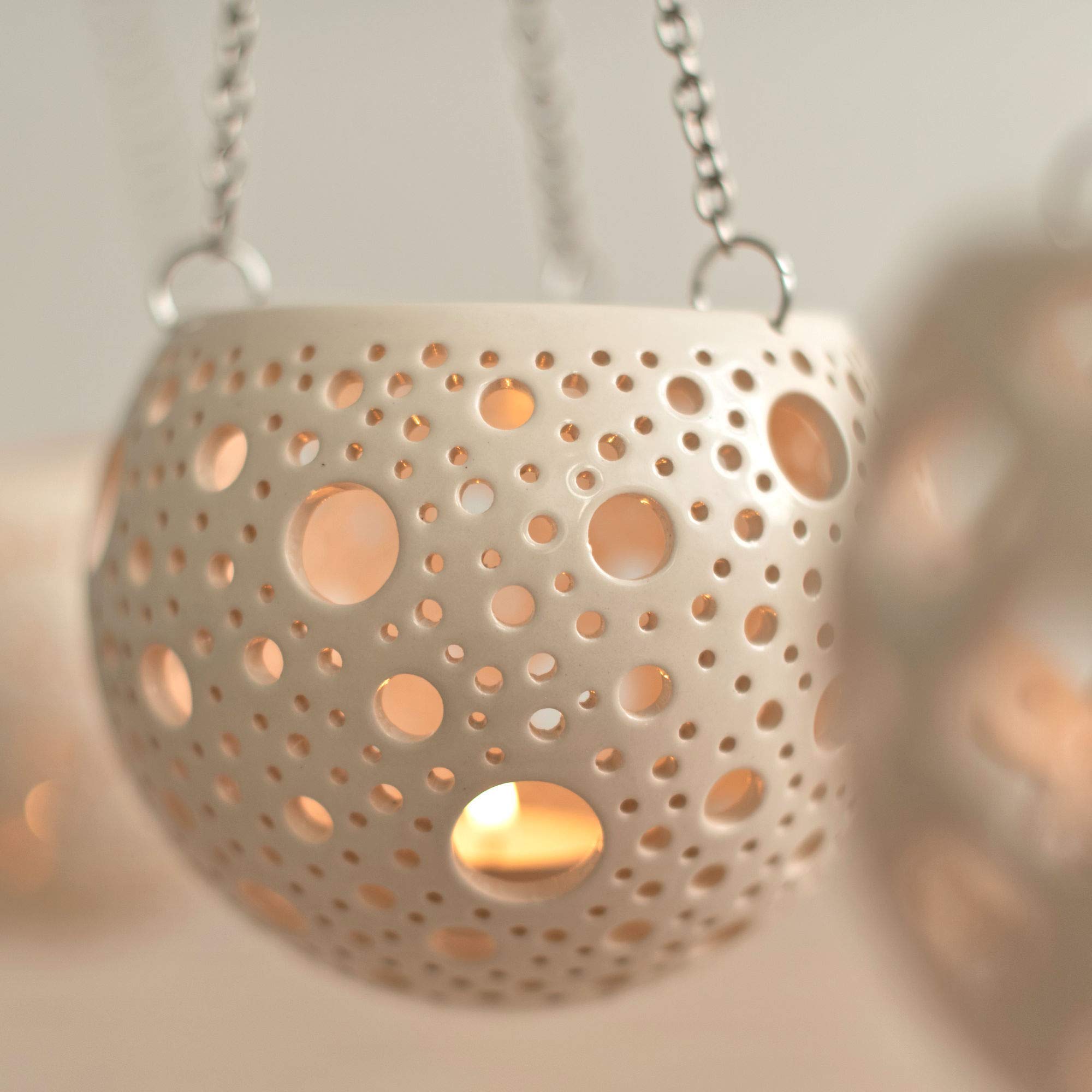 Ceramic Hanging Flower Planters with Bubble Design - Decorative Wall Pots for Indoor Plants or Tealight Candle Holders - Perfect for Home, Garden, and Wedding Decor