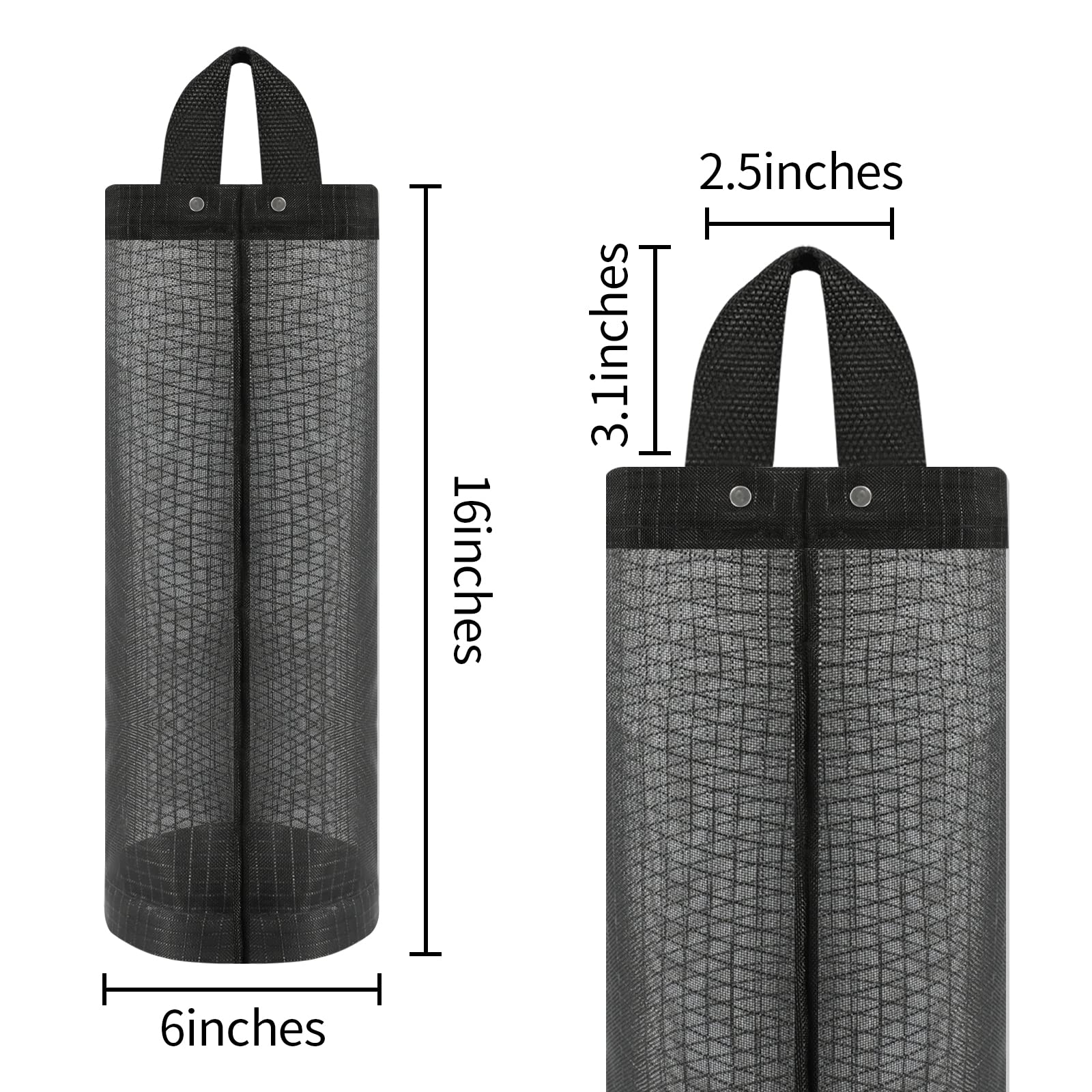 Moniko 2-Pack Plastic Bag Holder & Dispenser - Foldable, Washable Mesh Grocery Bag Organizer for Kitchen Storage (Black) | Perfect for Pantry, Laundry Room & Garage Organization