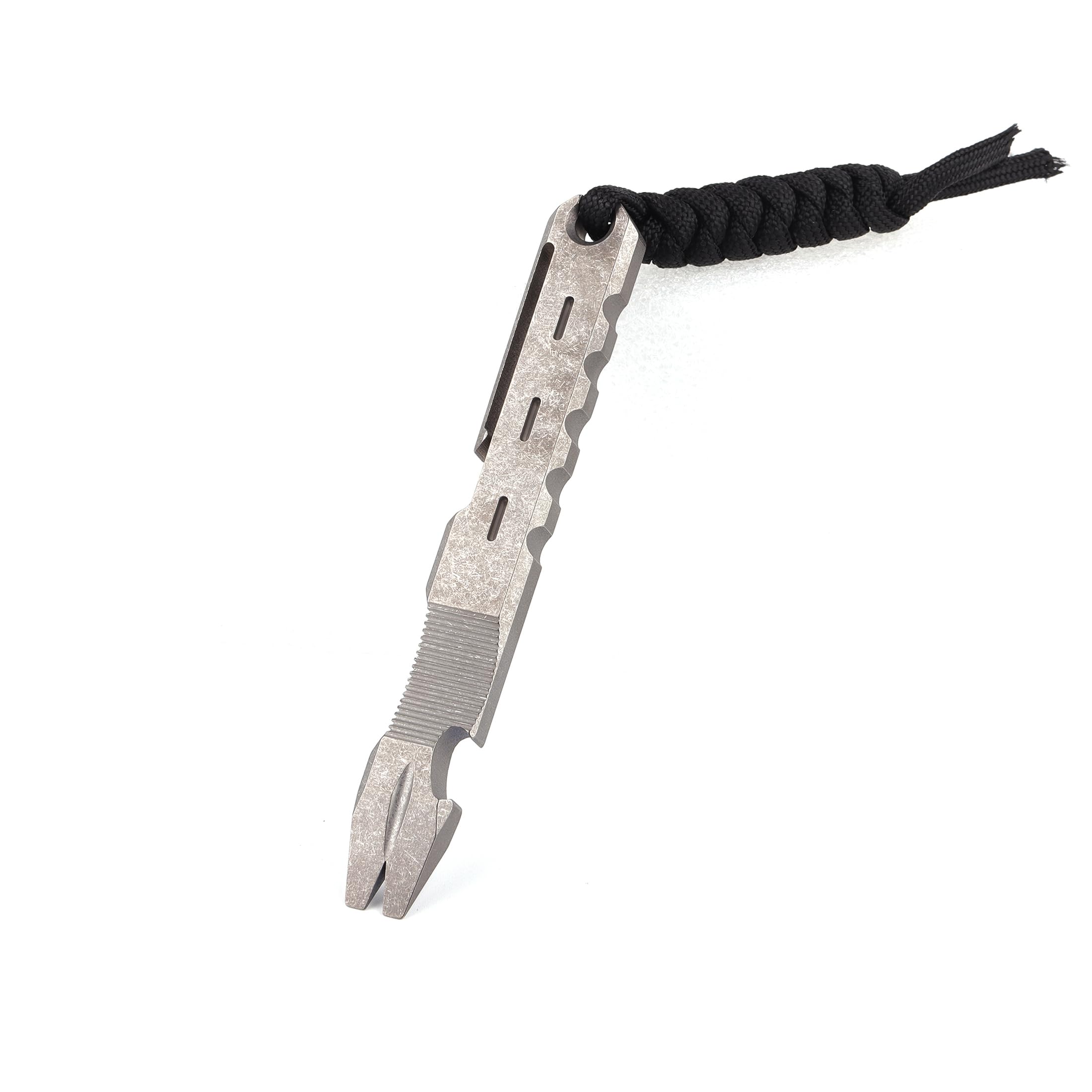 Titanium EDC Pry Bar - Multi-Tool with Nail Puller, Bottle Opener & Pocket Clip | Compact Everyday Carry Tool for Survival, Camping & DIY Projects (Grey)