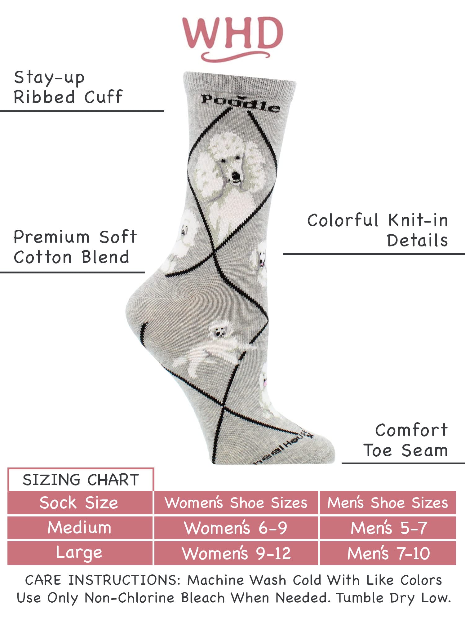 Women's White & Black Poodle Socks - Perfect Gift for Dog Lovers