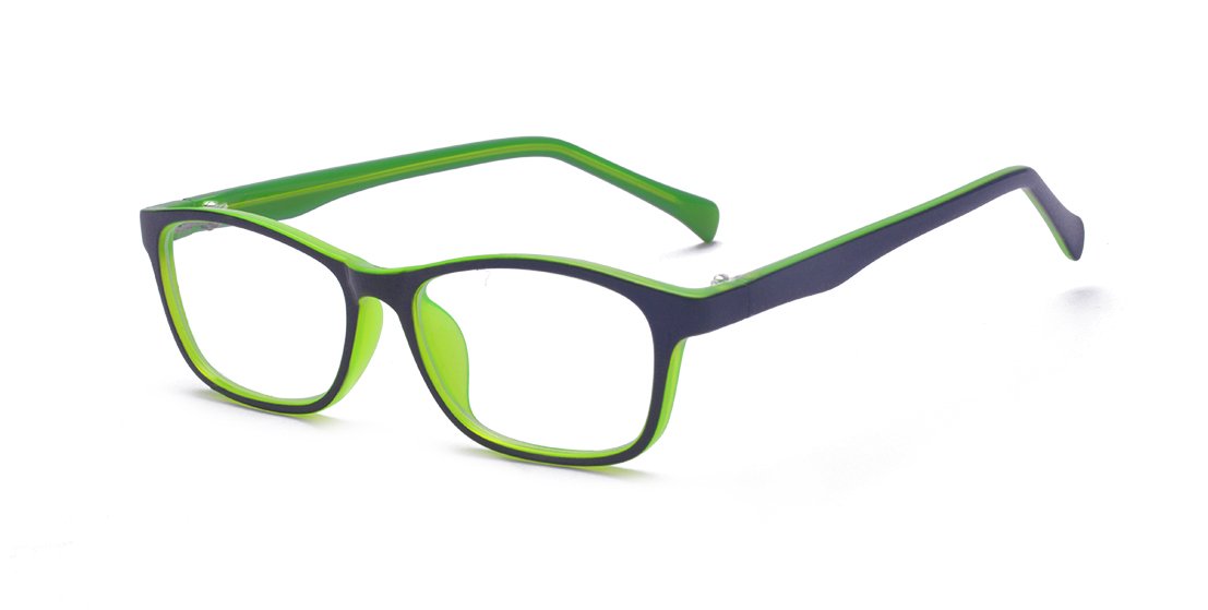 ALWAYSUV Kids Blue Light Blocking Glasses - Anti Eye Strain Glasses for Children, Transparent Lens, Green Frame - Perfect for Online Classes, Gaming & Screen Time Protection
