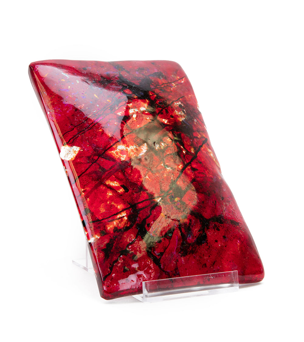 4 x 6 Inch Red Lava Glass Serving Tray - Medium Size for Dining Table, Coffee Table, or Home Decor