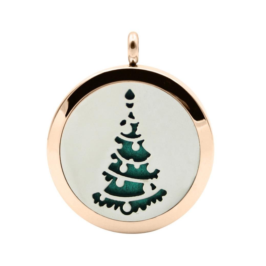 Aromatherapy Necklace for Essential Oils - Christmas Tree Locket Diffuser Pendant for Stress Relief & Relaxation | Perfect for Yoga, Meditation & Holiday Gifts
