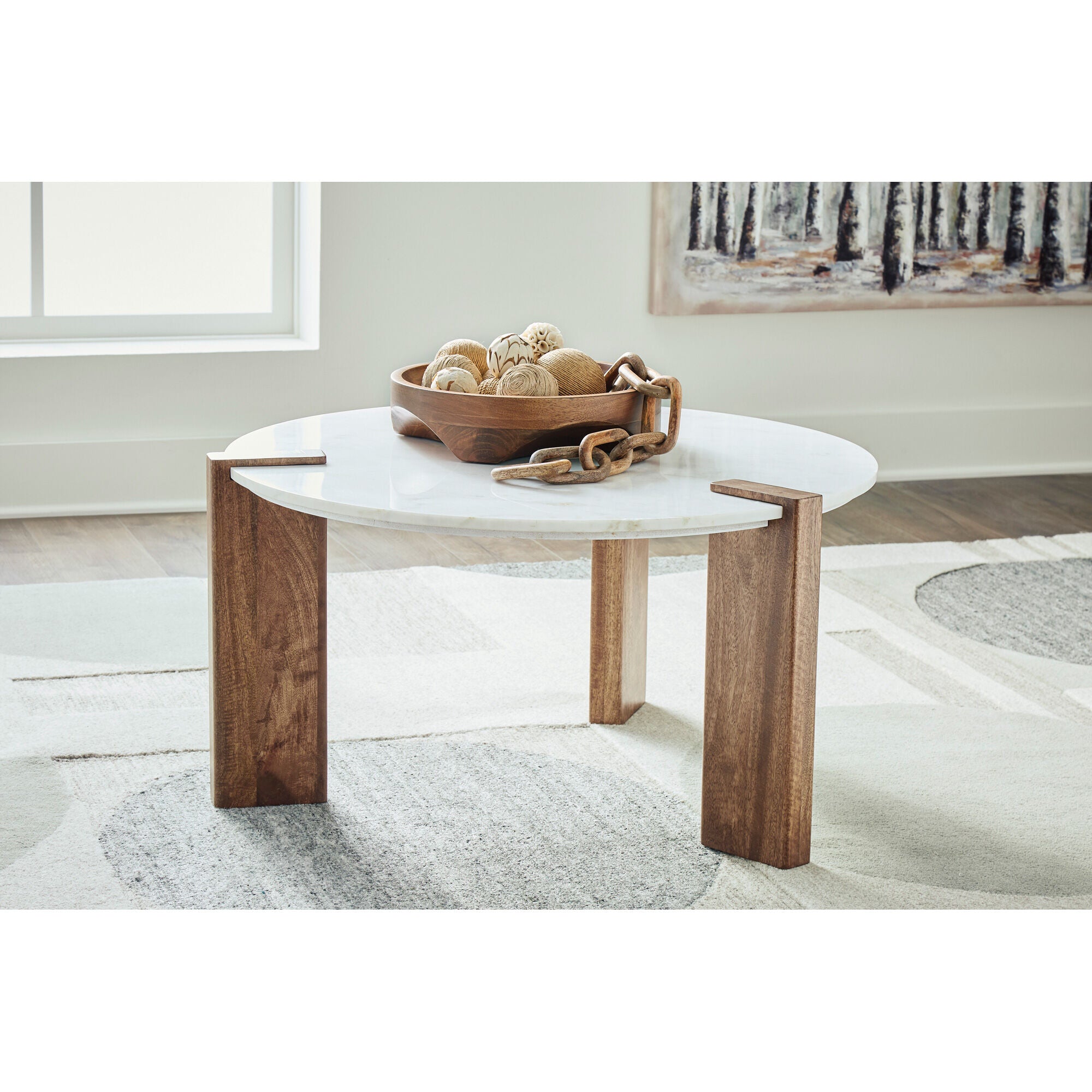 Isanti Round Coffee Table - Modern Wooden Living Room Furniture for Home Decor, Perfect for Family Gatherings & Relaxing