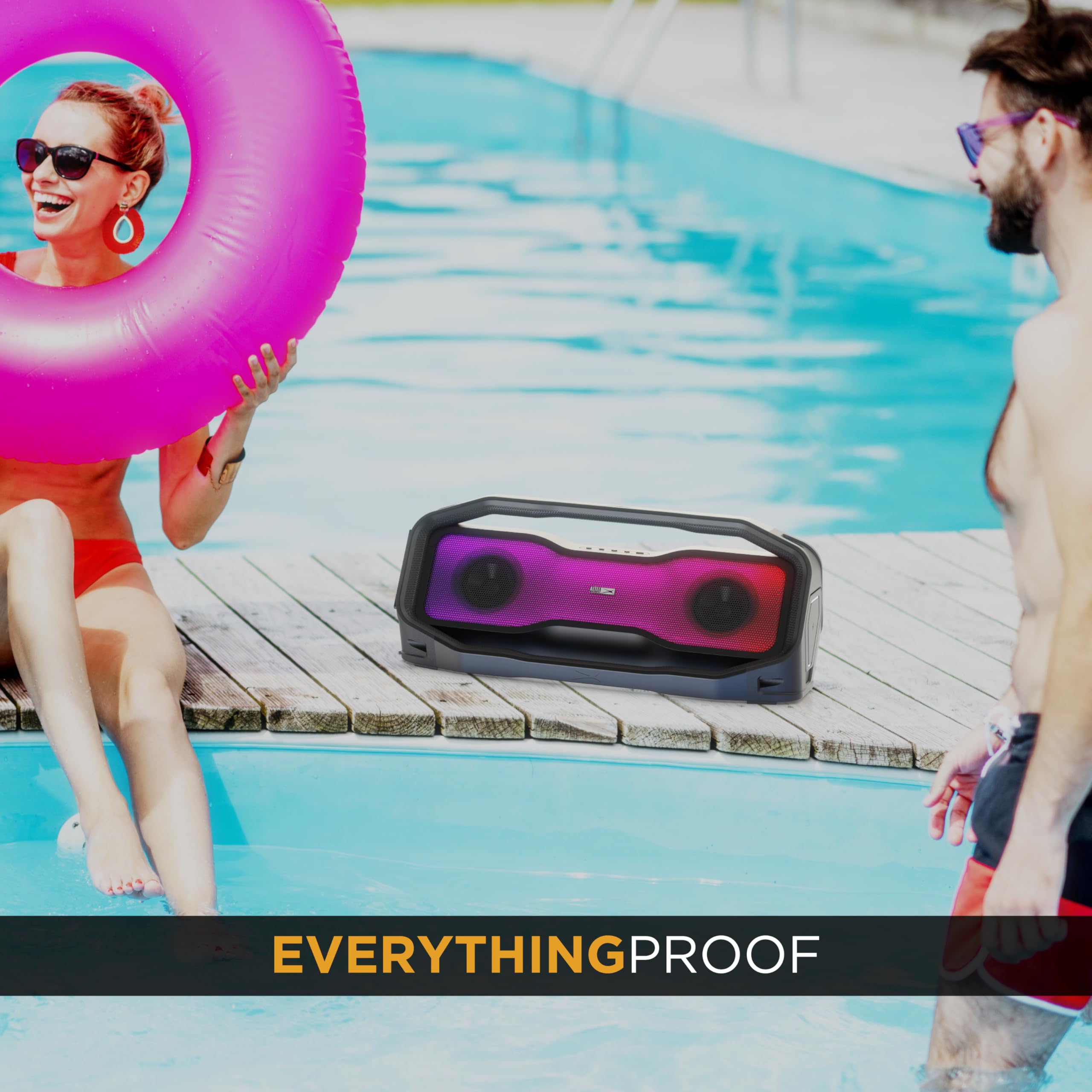 Altec Lansing Rockbox XL 2.0 Portable Bluetooth Speaker with LED Lights | IP67 Waterproof Wireless Speaker | 20H Playtime & App Control | Perfect for Outdoor, Pool Parties, Camping & Beach