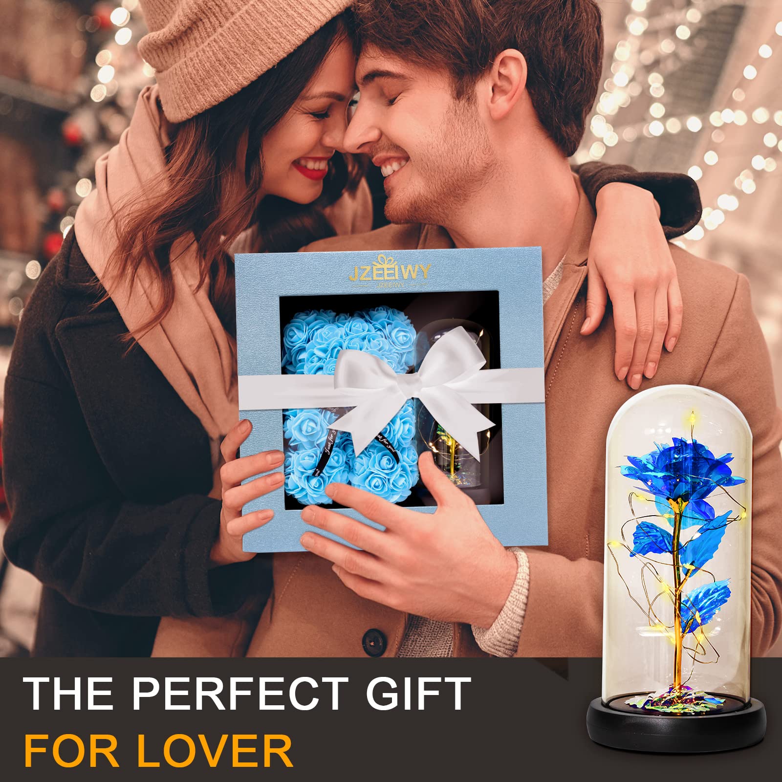 LED Rose Bear in Glass Dome - Romantic Birthday Gift for Wife, Girlfriend, Mom, Daughter | Anniversary, Valentine's Day, Mother's Day Present | Perfect for Bedroom Decor, Wedding Proposal, and Special Occasions