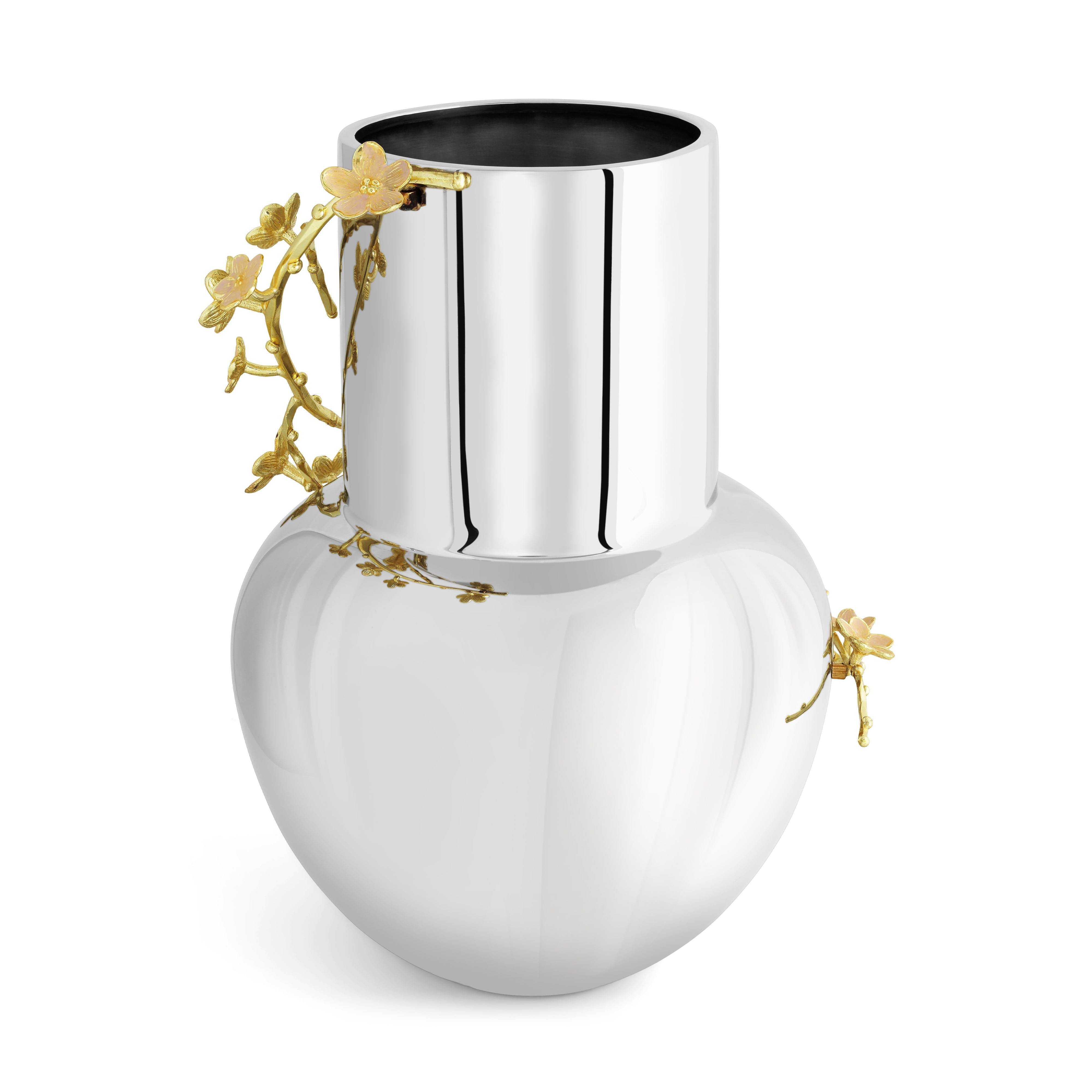 Elegant Silver Cherry Blossom Vase - Handcrafted Floral Decor for Home, Wedding & Spring Table Centerpiece