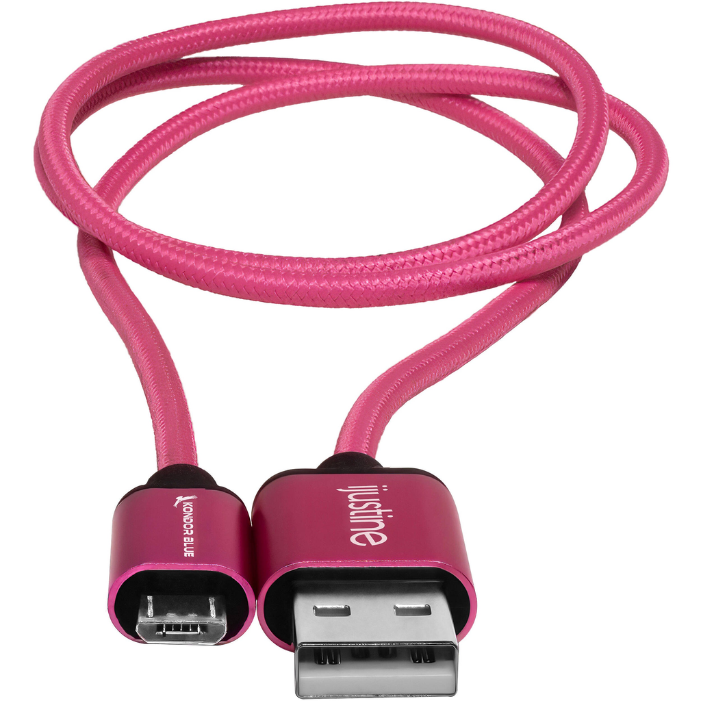 Kondor Blue iJustine Micro USB to USB A Fast Charging & Data Sync Cable (30cm, Pink) - Perfect for Smartphones, Tablets & Portable Devices