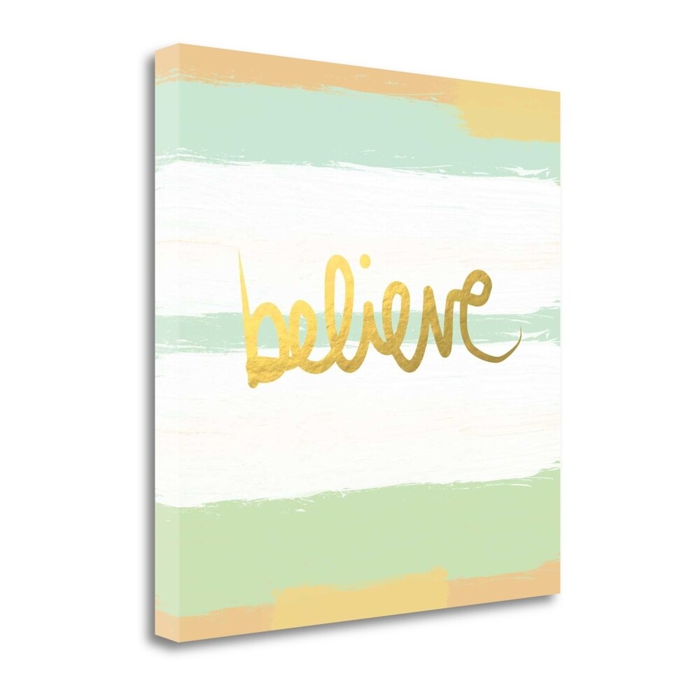 Believe Gold by Linda Woods - Premium Fine Art Giclee Print on Gallery Wrapped Canvas, Ready to Hang Wall Decor for Living Room, Bedroom & Office