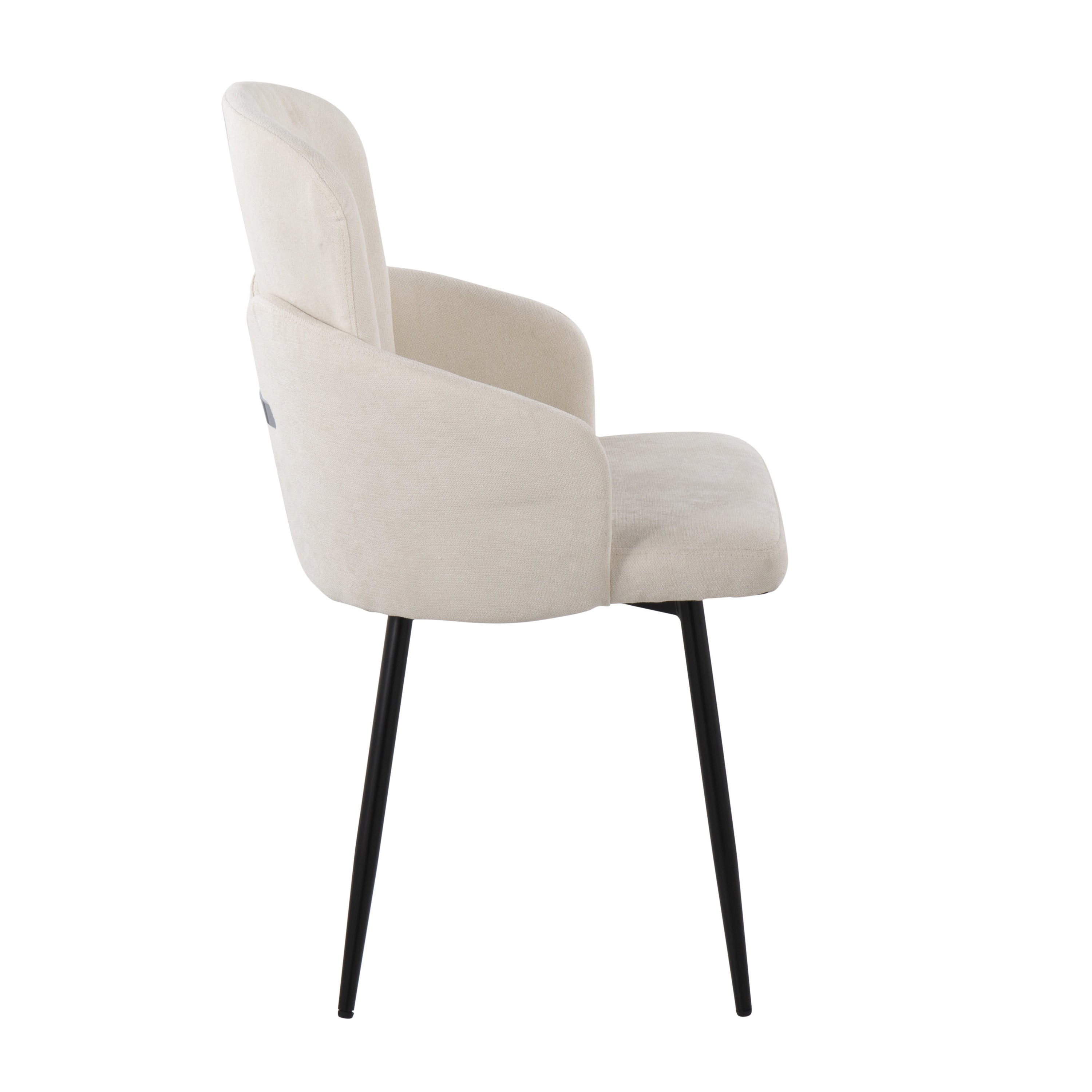 LumiSource Dahlia Modern Dining Chairs - Set of 2, Black Metal Frame with Cream Fabric Upholstery & Chrome Accents | Perfect for Kitchen, Dining Room, Breakfast Nook & Small Space Decor