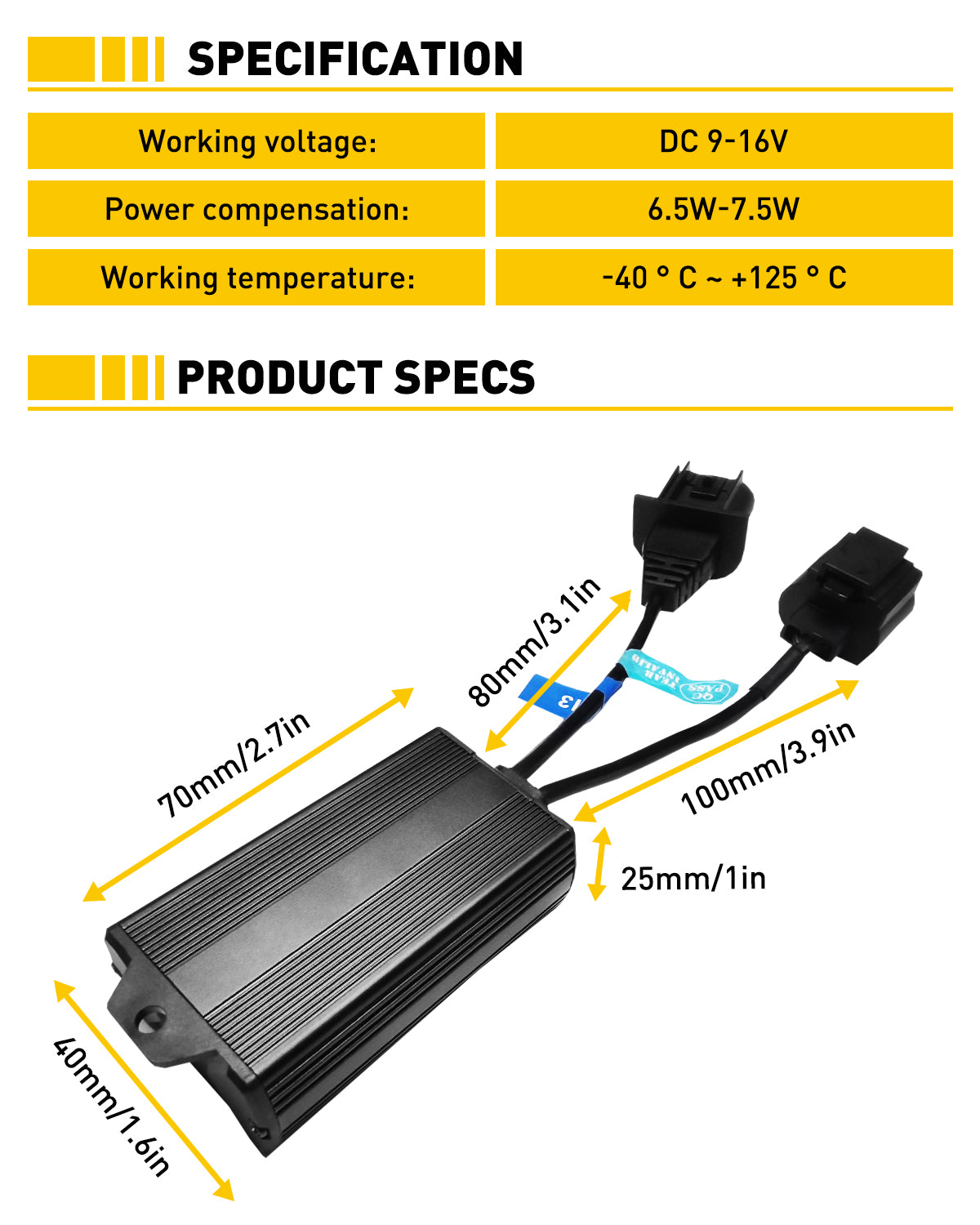 H13/9008 LED Headlight Load Resistor Harness - Anti Flicker Warning Canceler Decoder Kit for LED Conversion - Perfect for Jeep, Dodge, Ford, Chevy Truck & SUV Headlight Upgrades