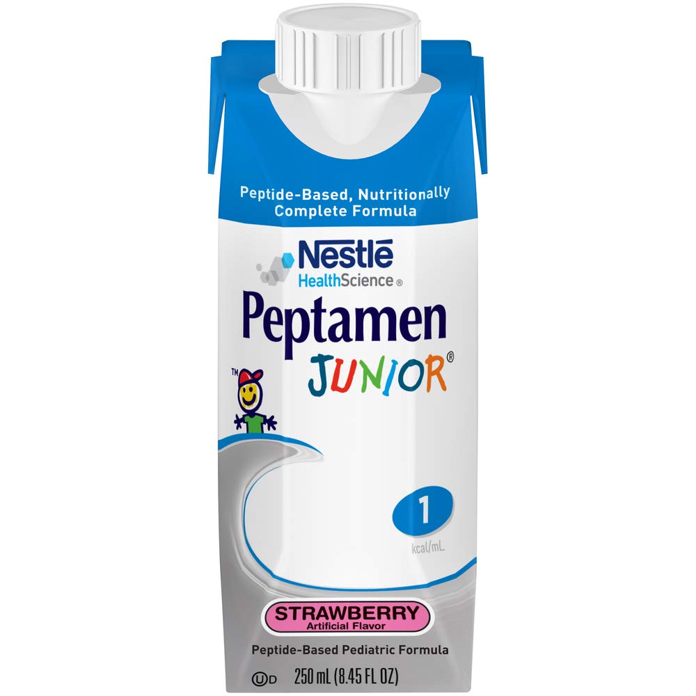 Peptamen Junior Nutritional Supplement - Strawberry Flavor, 8.45 fl oz (24-Pack) | Complete Nutrition for Kids with Digestive Issues, Tube Feeding or Malabsorption | Ideal for Home, Hospital & Travel Use