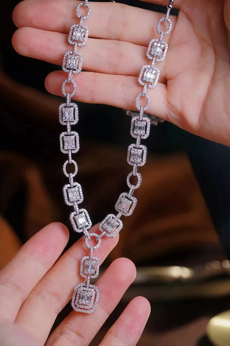 18K White Gold Diamond Necklace for Women - 4.0 Carat Real Natural Diamond Luxury Pendant - Elegant Party & Evening Jewelry for Weddings, Anniversaries, Gifts & Special Occasions