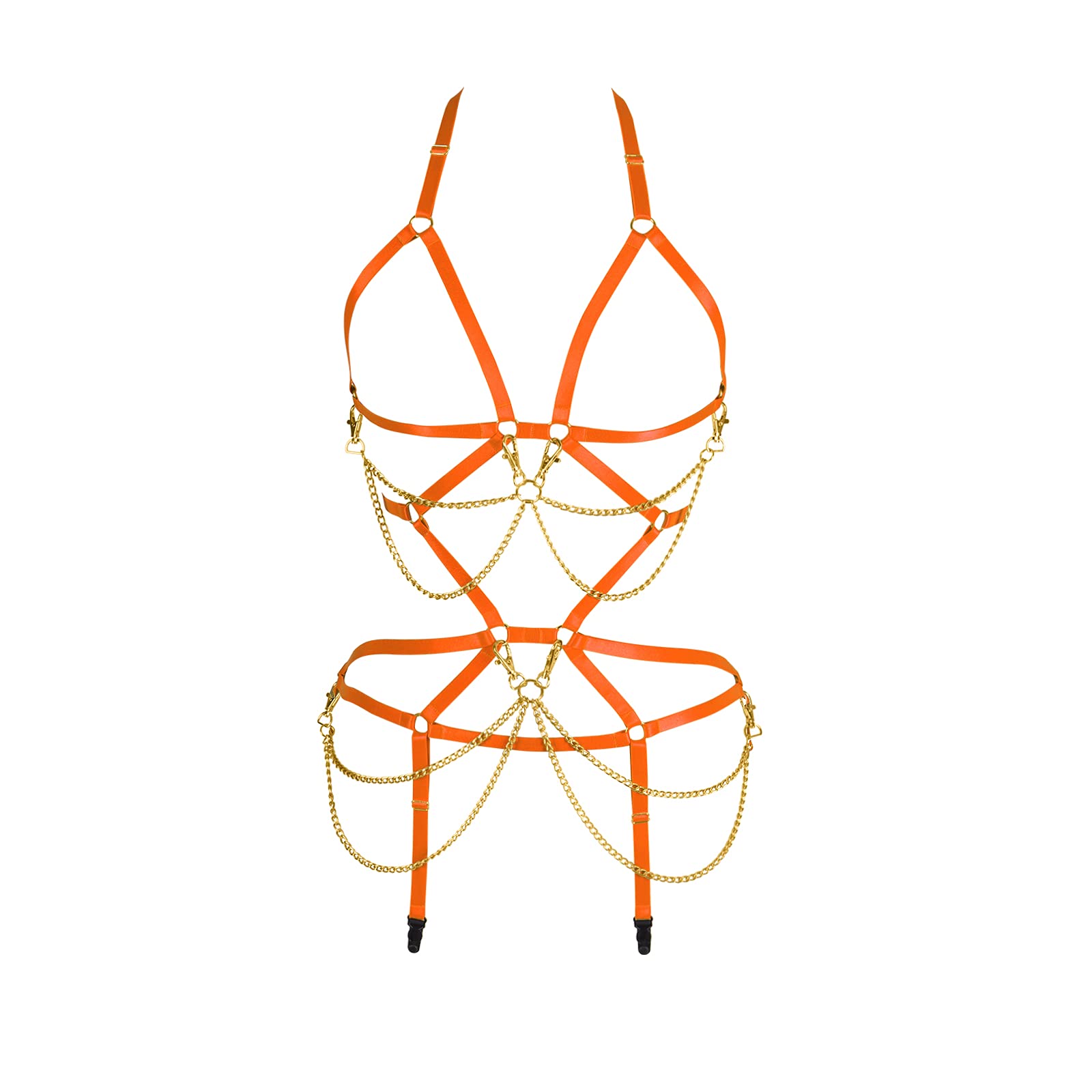 Women's Gothic Punk Lingerie Set - Full Body Harness Bra & Garter with Cage Belt | Stretchy Fabric for Rave, Festival & Boudoir Photography | Sexy Gothic Fashion Accessory