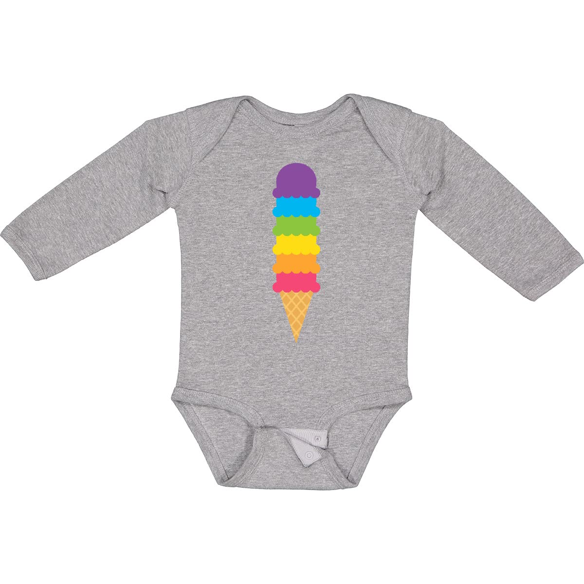 Inktastic Rainbow Ice Cream Print 2-Pack Long Sleeve Baby Bodysuit - Soft Cotton Onesies for Infants, Perfect for Playdates & Photo Shoots
