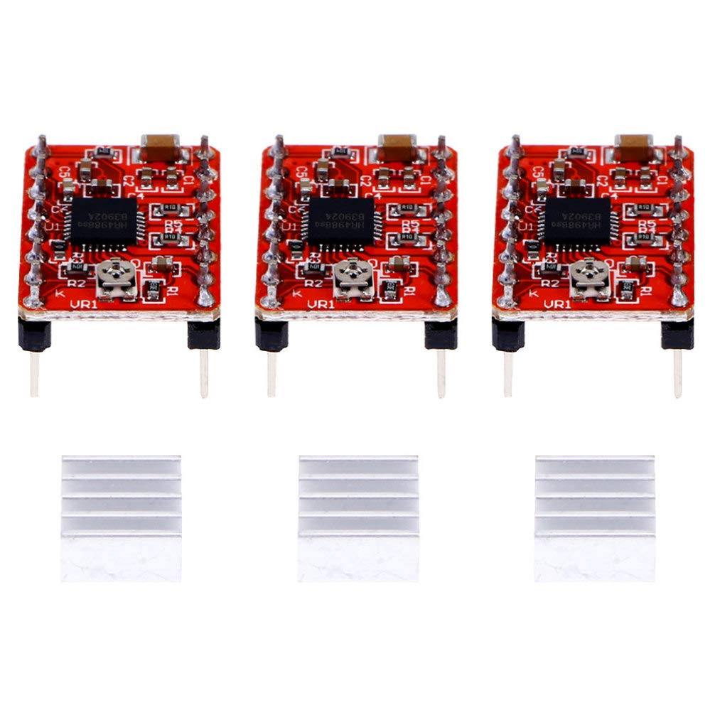 5pcs Stepper Motor Driver Module for 3D Printer Accessories - Red PCB Radiator, 3 Stepper Motor Pedals - Perfect for DIY Electronics, Robotics, and CNC Projects