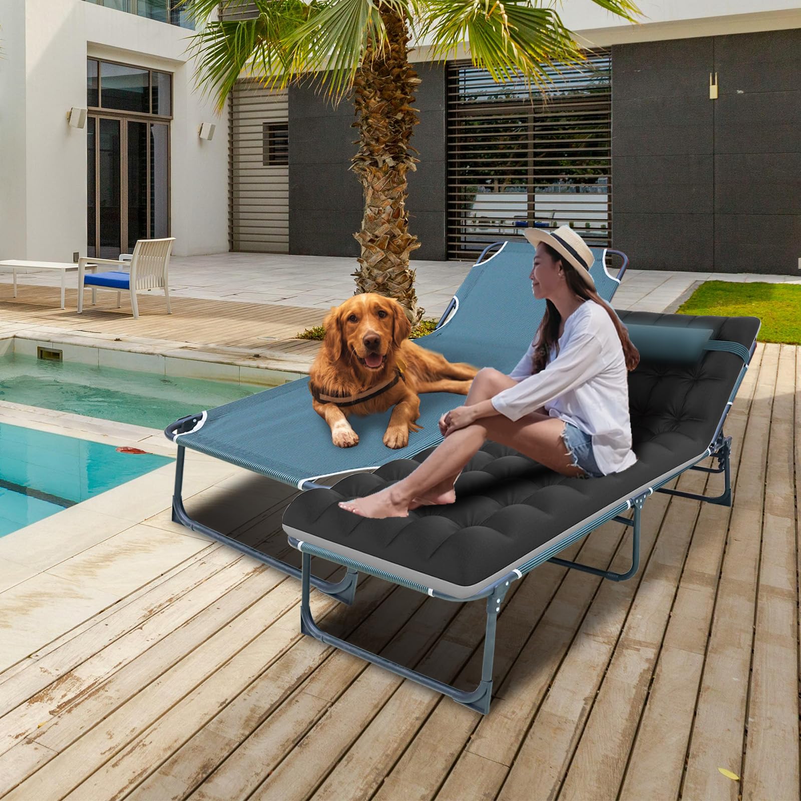 BIG RED 5-Position Folding Camping Cot with Mattress - Heavy Duty Portable Sleeping Cot for Adults, Outdoor Lounge Chair for Camping, Beach, Lawn, Backyard & Patio Relaxation