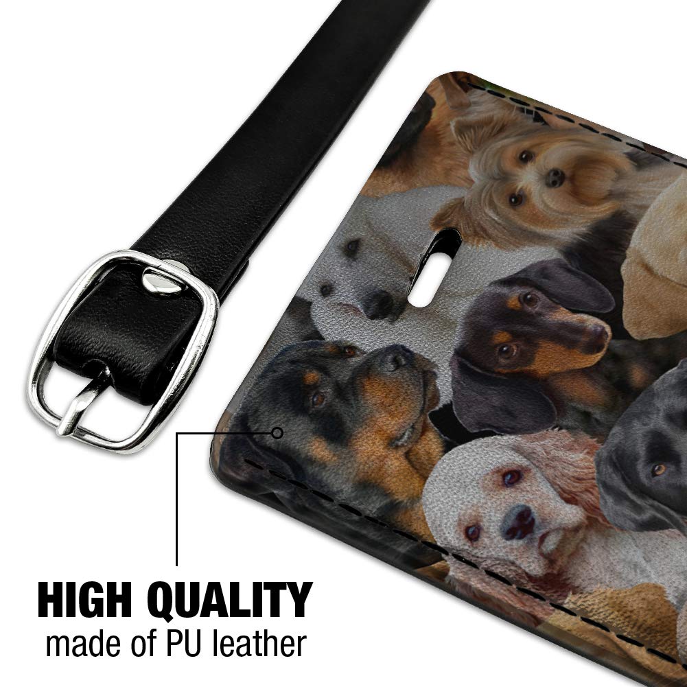 Durable Leather Dog ID Tag for Retrievers, Dachshunds & Poodles - Personalized Pet Name Tag with Rectangle Shape - Perfect for Travel, Luggage & Pet Collar Identification