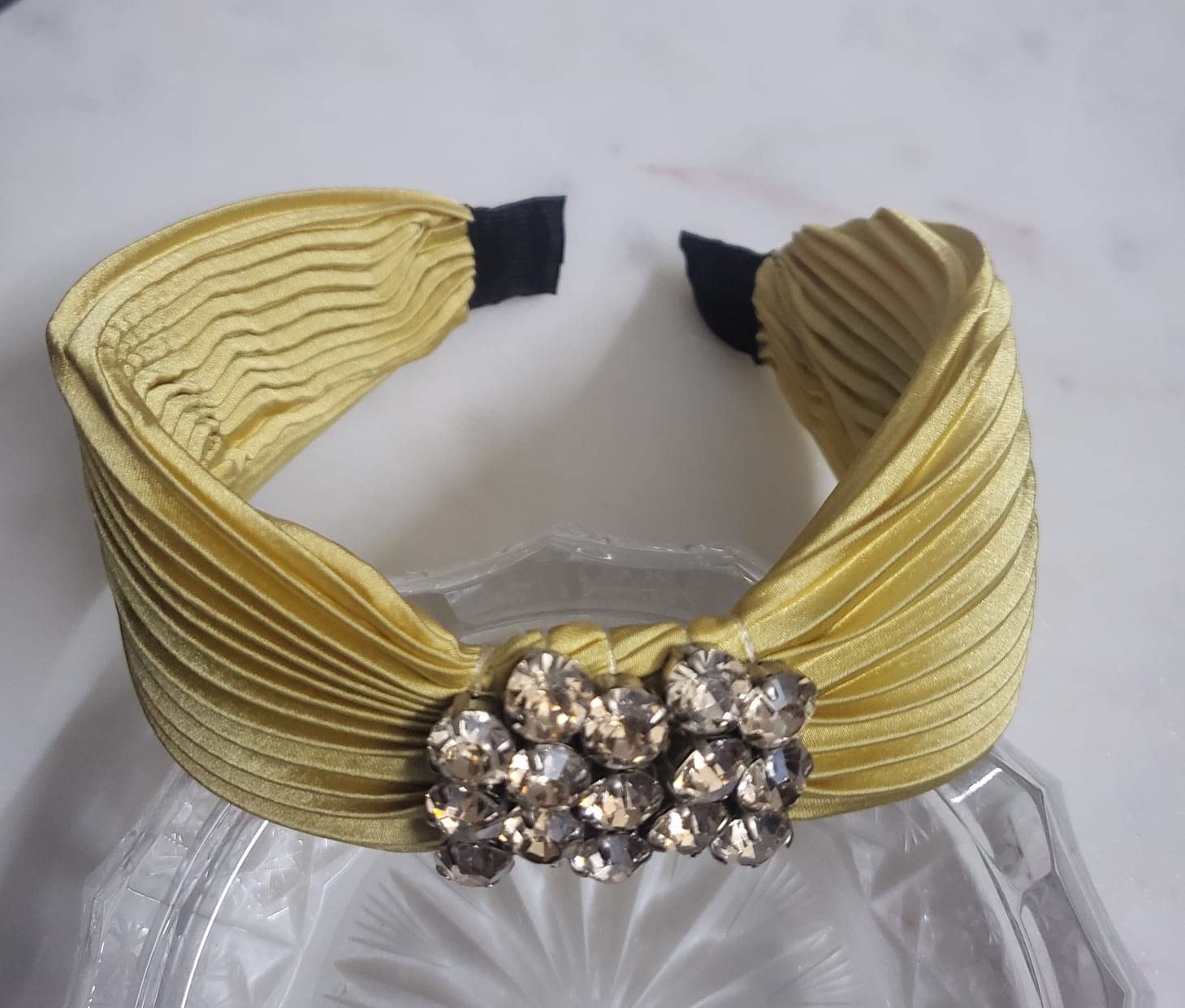 Exclusive Plastic Hair Bands for Girls & Women - Yellow Gold Round Gold Catcher by Deepti Chandna | Fashion Accessories for Parties, Weddings & Everyday Wear