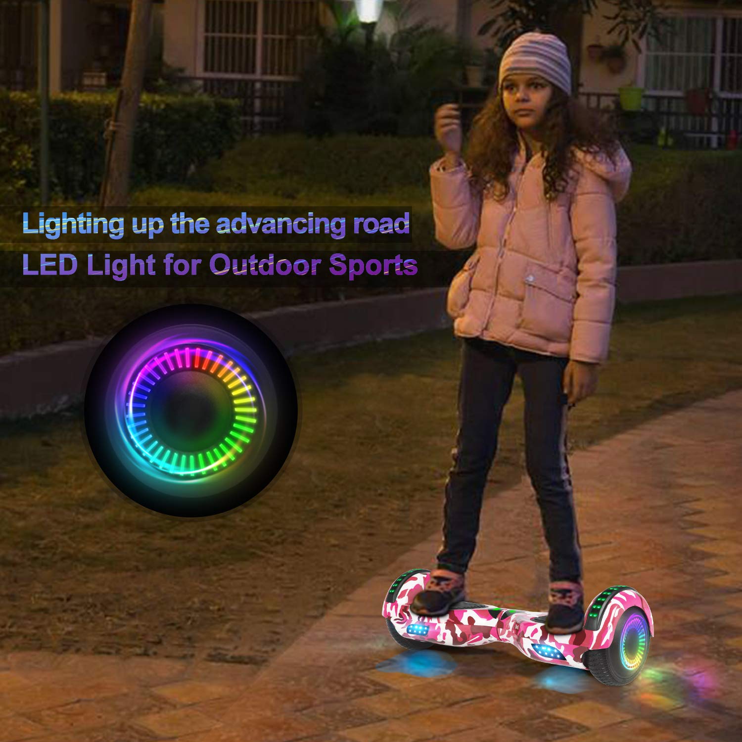 6.5 Inch Self Balancing Hoverboard with Bluetooth & LED Lights - Electric Scooter for Kids & Teens - Perfect for Commuting, Campus Travel & Outdoor Fun