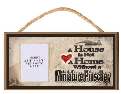 Miniature Pinscher Wooden Dog Sign with Clear Photo Insert - Personalized Pet Memorial Plaque for Home Decor, Wall Art & Gift Idea | Perfect for Living Room, Bedroom or Office Display