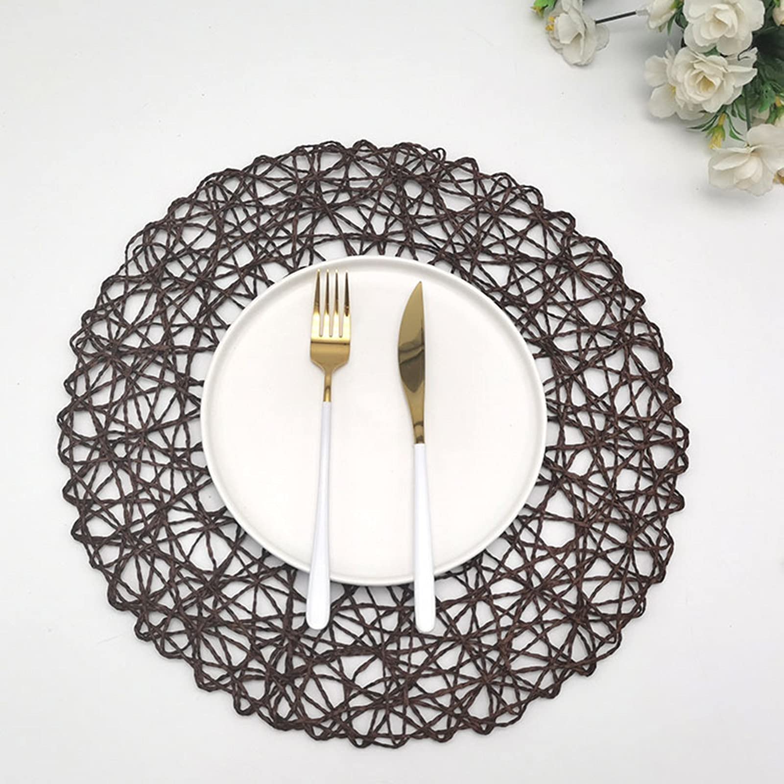 Premium Round Yellow Table Place Mats & Coasters Set - Durable Multifunctional Bowl Mats for Home, Cafe, and Restaurant Decor - Ideal for Dining, Parties, and Daily Use