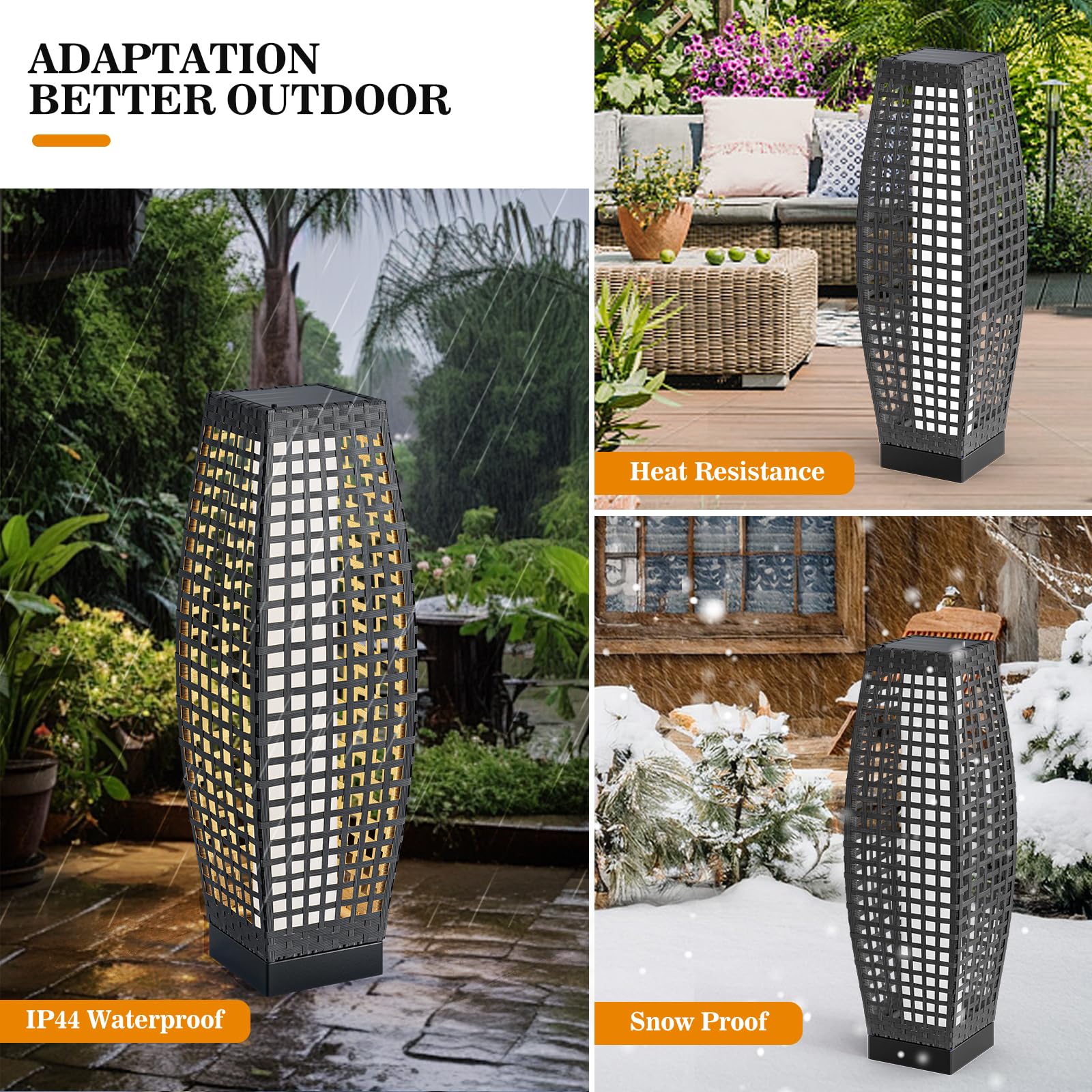 Solar Powered Outdoor Floor Lamp - Waterproof Weather Resistant Square Pattern Solar Lantern for Backyard, Porch, Garden, Deck | Perfect for Christmas Decorations, Patio Lighting & Nighttime Ambiance