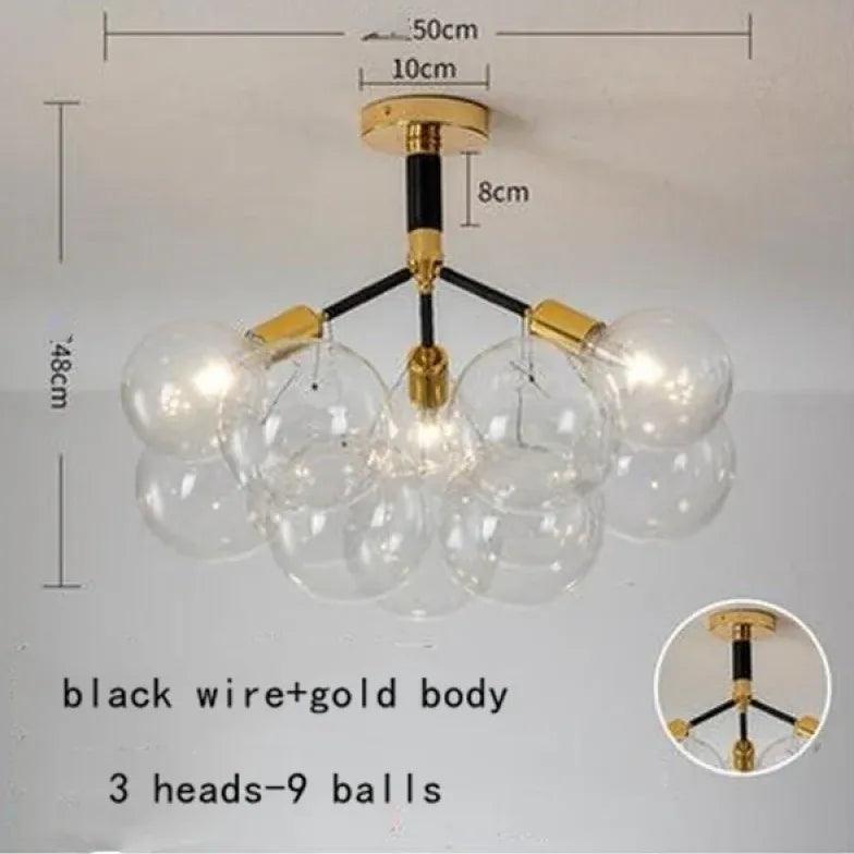 Elegant Transparent Glass Bubble Chandelier - Modern Artistic Lighting Fixture for Dining Room, Living Room & Bedroom Decor