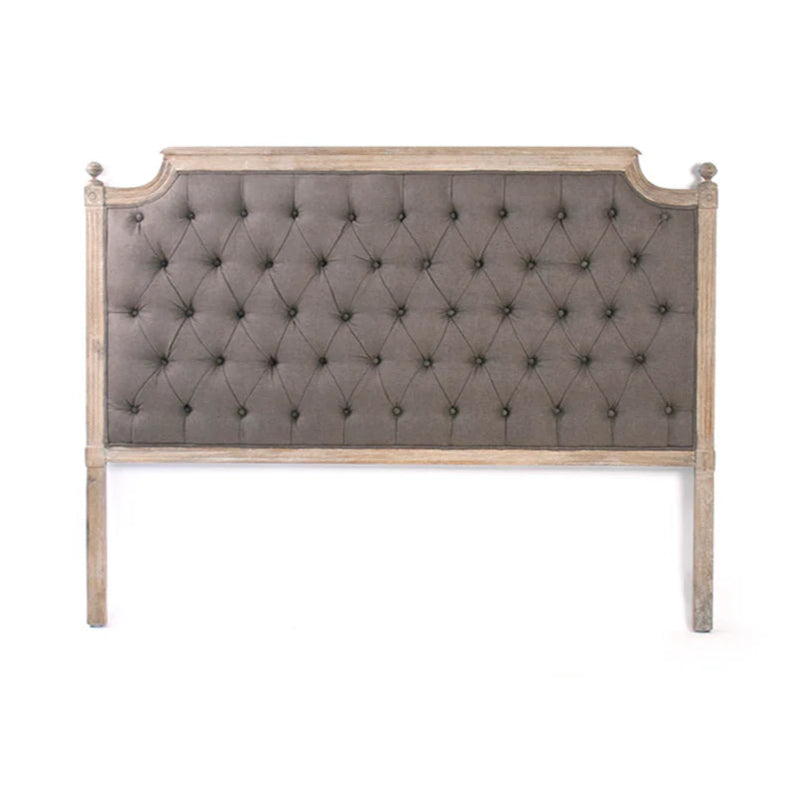 Luxury Aubergine Linen Upholstered Queen Size Headboard with Button Tufting - Elegant Bedroom Decor for Master Suite or Guest Room