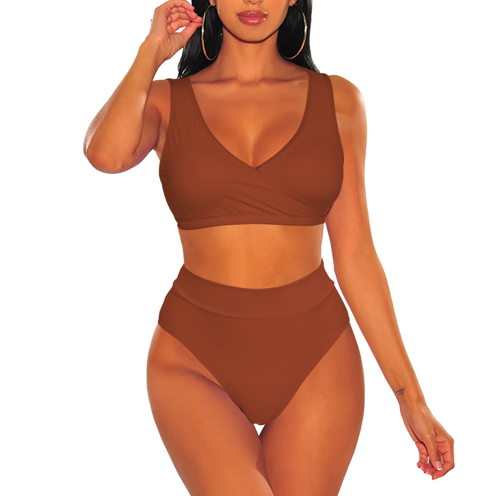 Sovoyontee Women's High Waisted 2 Piece Bikini Set - Sexy Bathing Suit for Beach, Pool & Summer Vacation