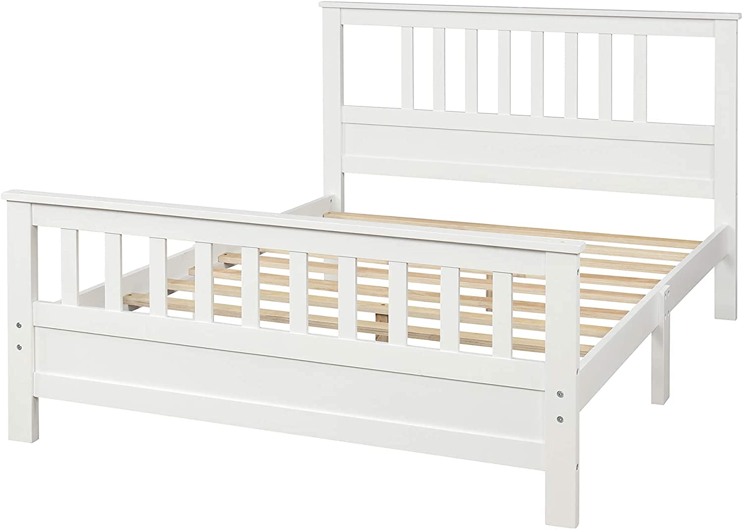 **Solid Wood Full Size Platform Bed Frame with Headboard - No Box Spring Needed, Wood Slat Support Mattress Foundation - Perfect for Kids' Room, Guest Bedroom & Modern Home Decor (White, Full)**
