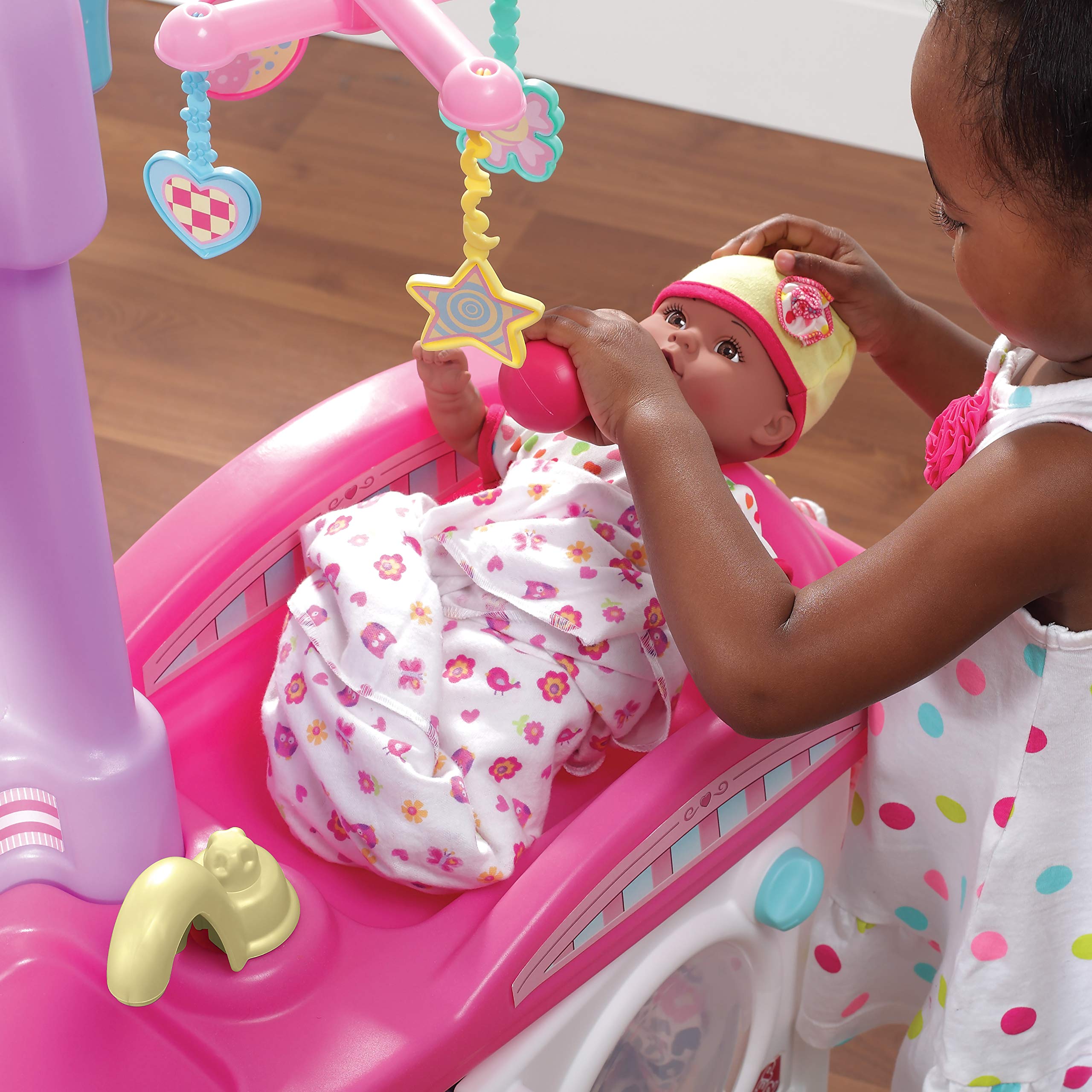 Step2 Love & Care Deluxe Baby Doll Nursery Playset for Toddlers 2-6 Years - Compact Doll Changing Station & Crib with Toy Accessories, Durable Plastic Kids Pretend Play Set (Pink) - Perfect for Imaginative Play, Role-Playing & Early Childhood Development