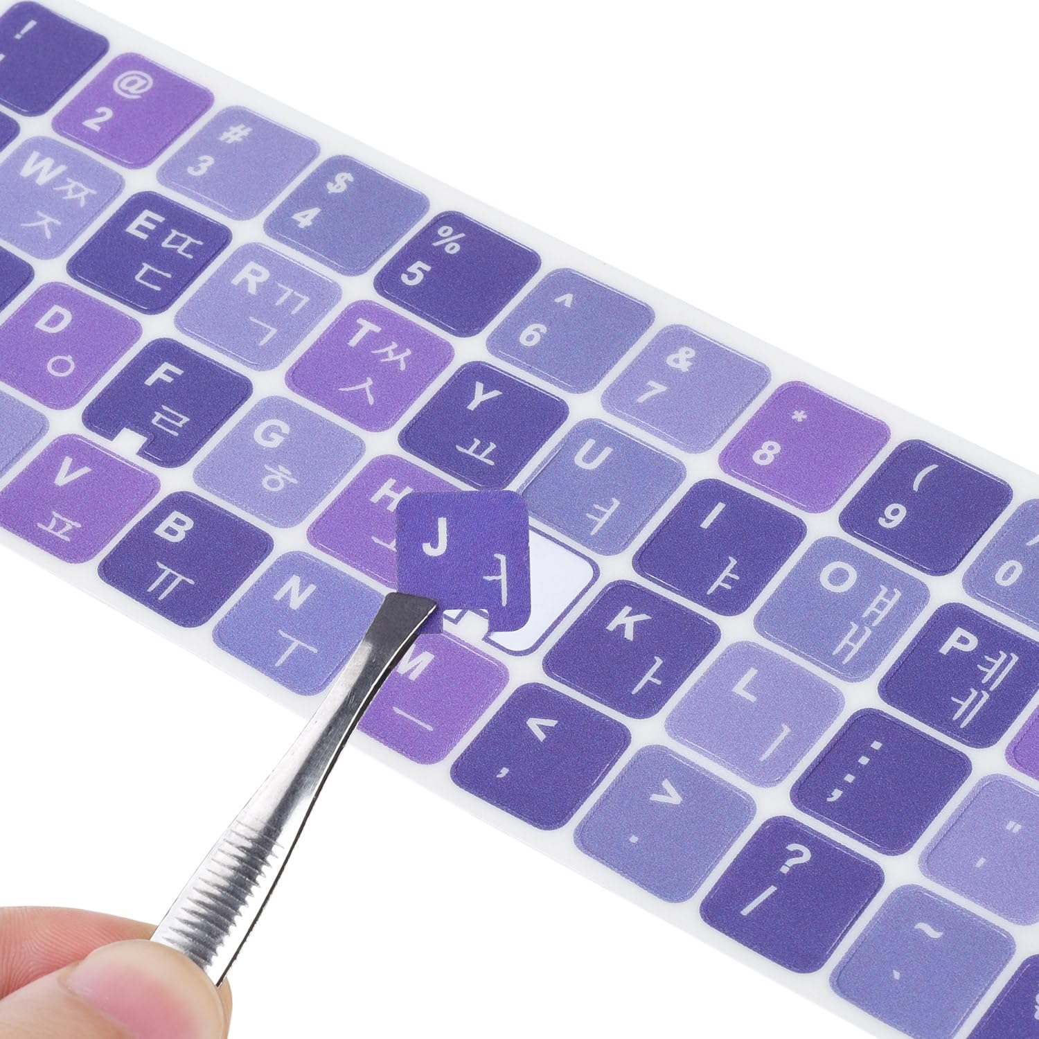2-Pack Korean Keyboard Stickers - White Letters on Purple Background | Korean-English Bilingual Keyboard Labels for Laptop, Desktop & Notebook | Perfect for Language Learners & Korean Typing Practice