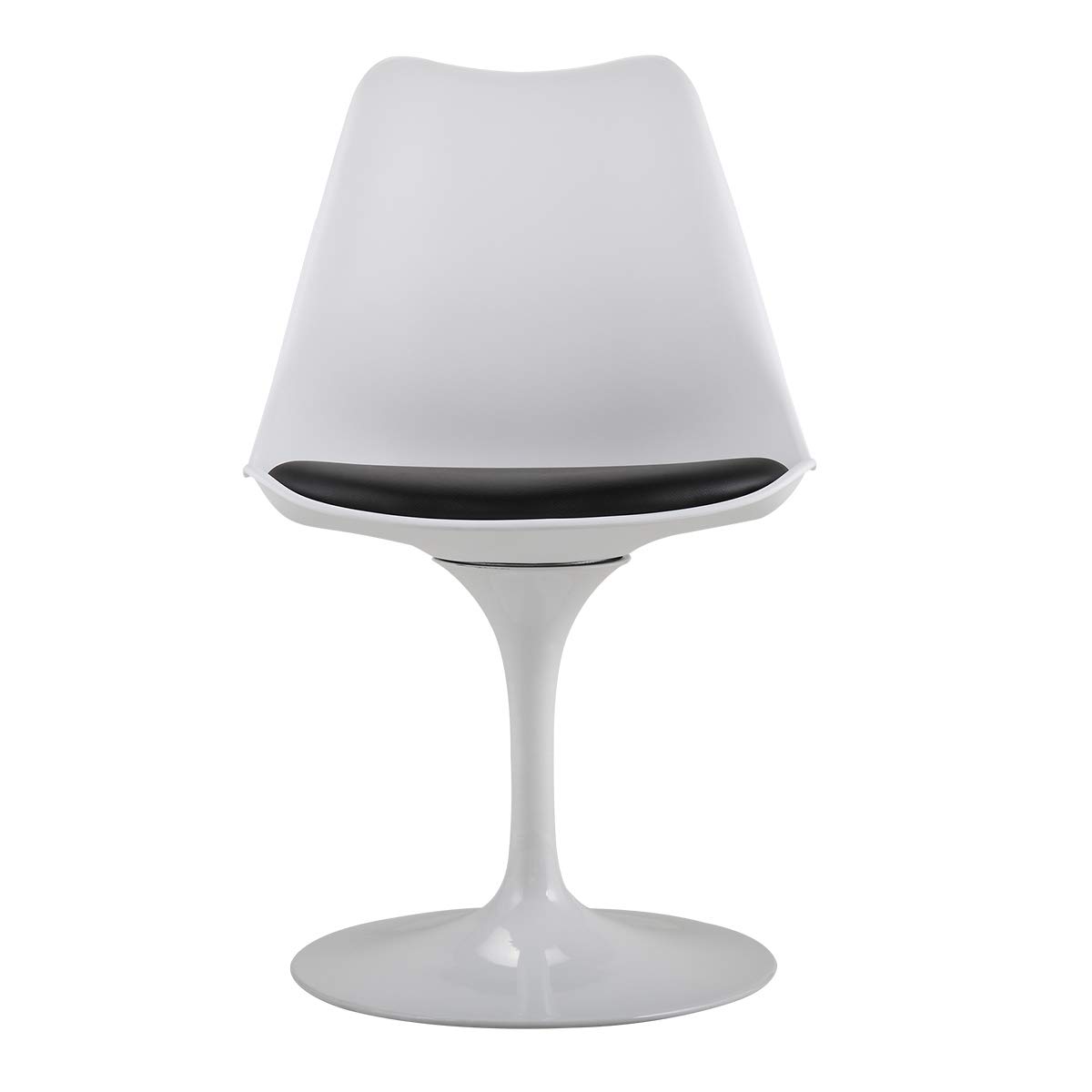 Modern White Swivel Dining Chair - Mid-Century Style PU Seat Lounge Chair for Office, Living Room & Kitchen - Comfortable & Stylish Home Decor