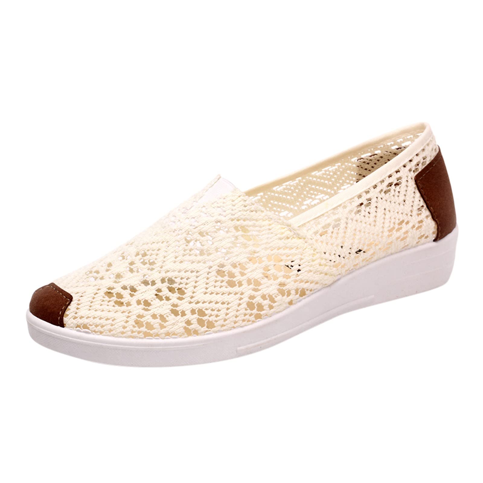 **Men's & Women's Casual Shoes - Breathable Comfortable Lace-Up Hollow Design Sneakers for Walking, Running & Daily Wear - White**