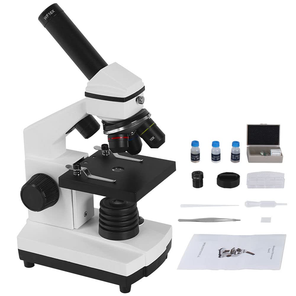 Liliiy Kids & Adults Biological Microscope with Slides Set - 1000X Magnification for School Lab, Home Science Education | Perfect for Students, Homeschooling & STEM Learning