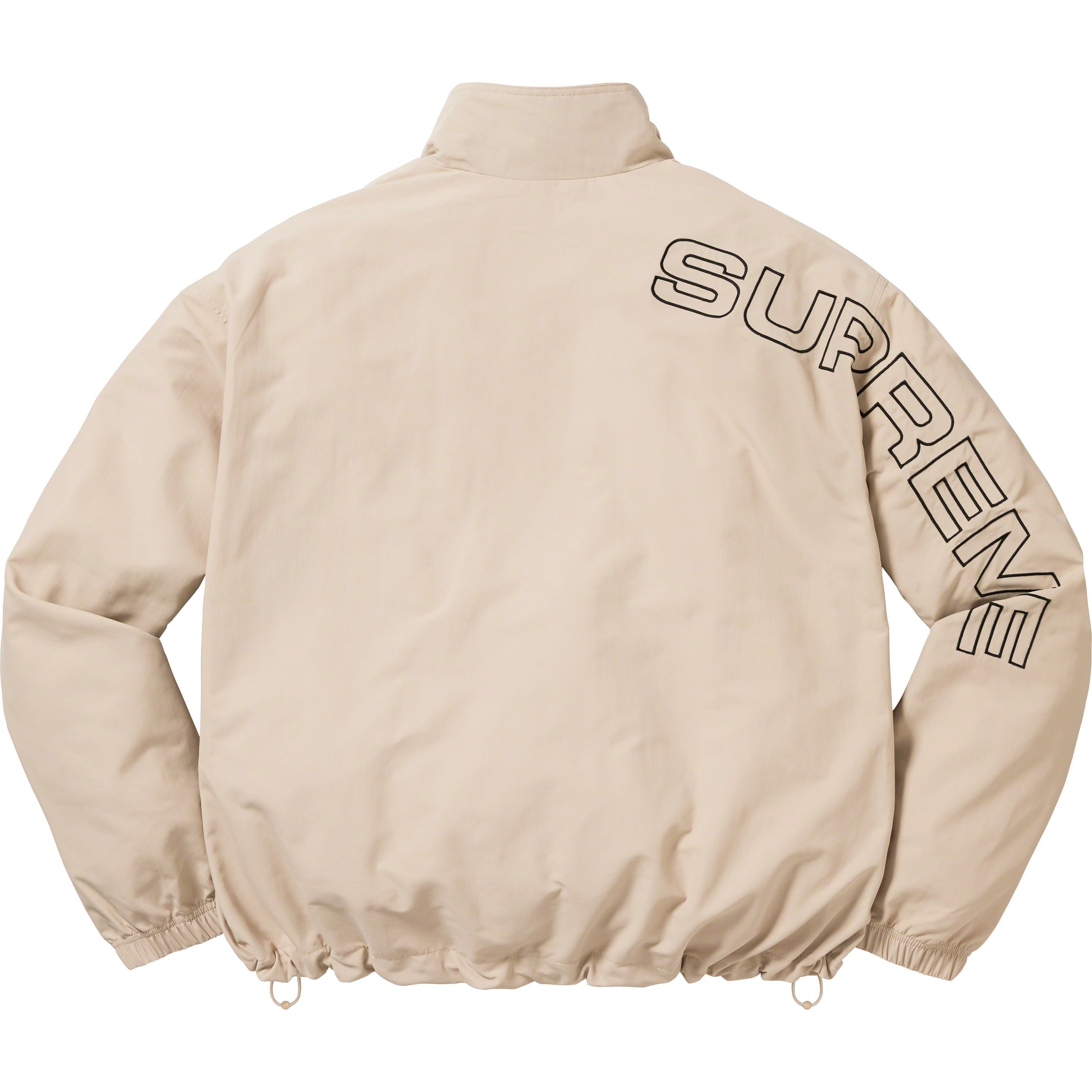 Spellout Embroidered Track Jacket Sand - Stylish Lettering Athletic Jacket for Women & Men - Perfect for Running, Gym Workouts & Casual Streetwear Fashion