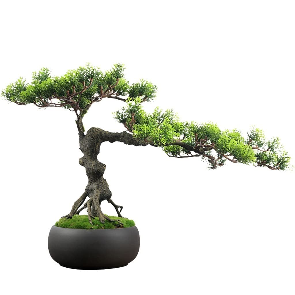Artificial Bonsai Tree - Large Indoor Potted Plant for Home & Office Decor, Realistic Fake Green Plant for Living Room, Desk, Garden - Perfect as Housewarming Gift (Color: A)