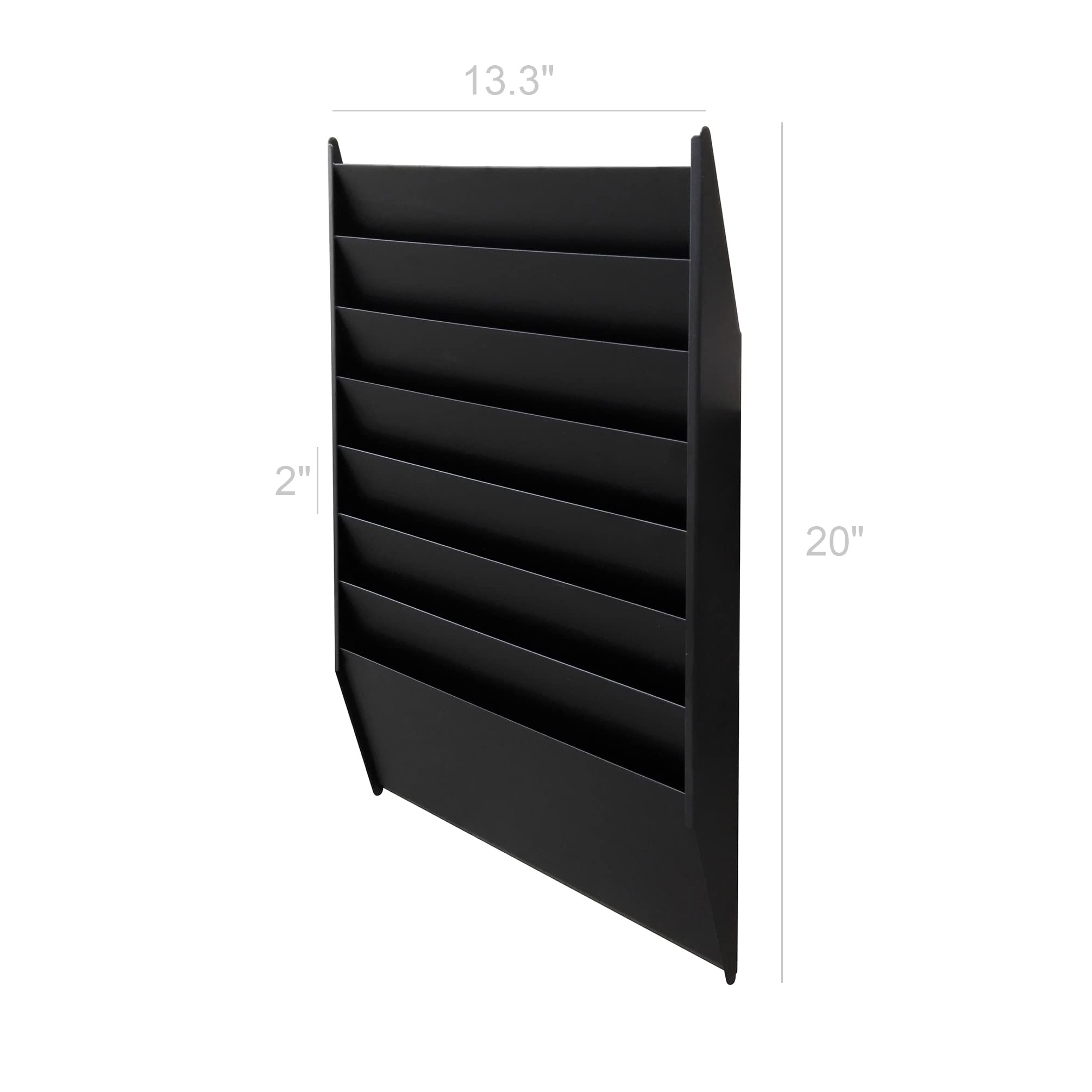 FixtureDisplays® 7-Tier Wall Mount File Organizer - Grey Office Letter Holder for Mail, Documents, Work Orders & Literature Display (Perfect for Home, Office & Classroom Organization)