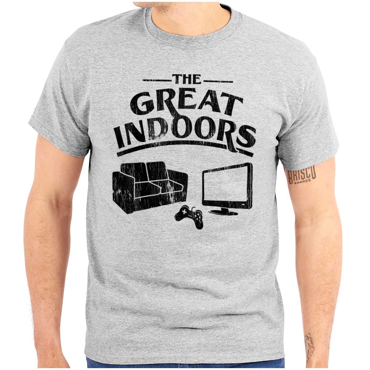 Great Indoors Couch Potato Gamer Nerd Graphic T-Shirt for Men - Comfortable Cotton Tee for Gaming, Relaxing & Casual Wear