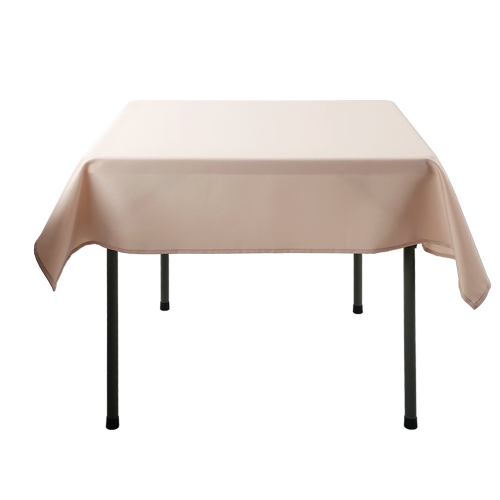 Waysle 52 x 52 Inch Square Tablecloth - Washable Polyester Table Cover for Square or Round Tables - Beige Banquet Decor for Weddings, Restaurants, Parties & Events - Perfect for Indoor & Outdoor Dining Decorations