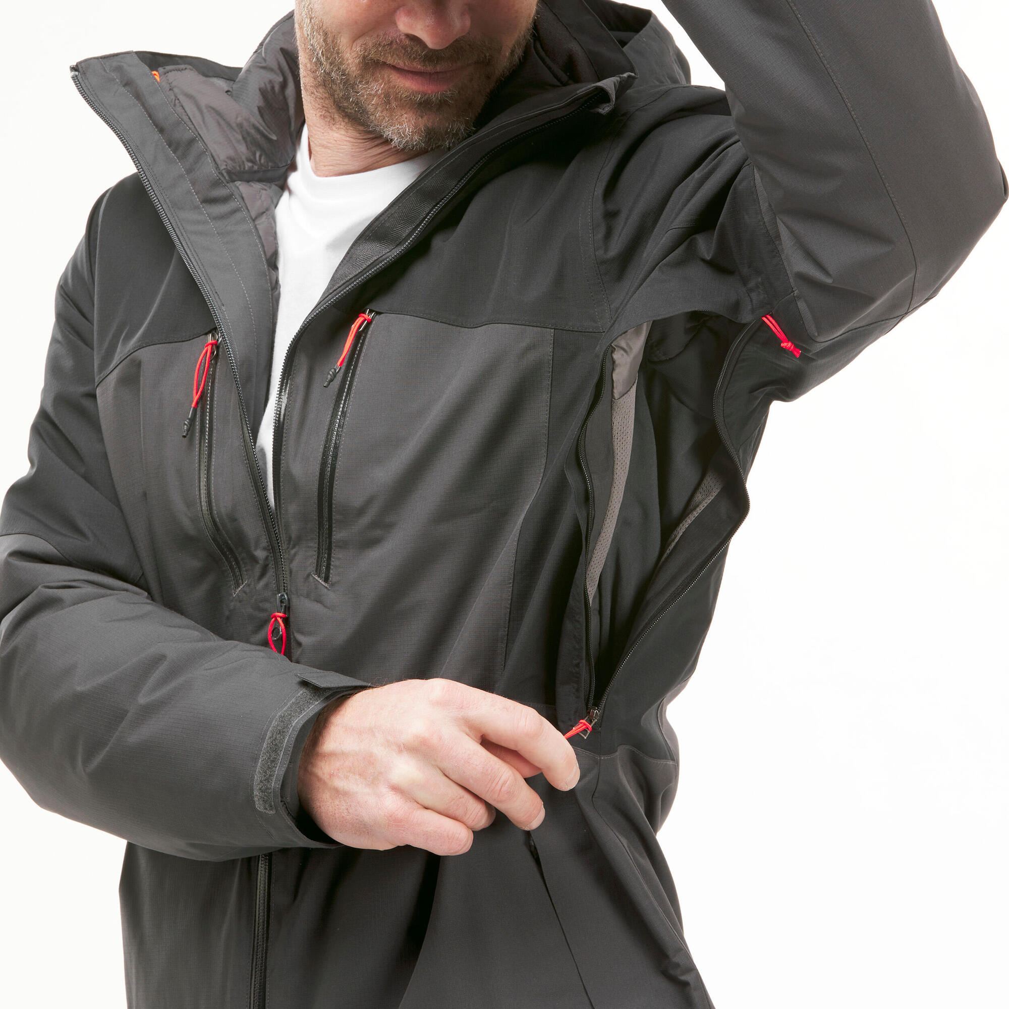 Forclaz Men's Travel 500 3-in-1 Waterproof Jacket - Lightweight Packable Raincoat for Hiking, Camping & Outdoor Adventures